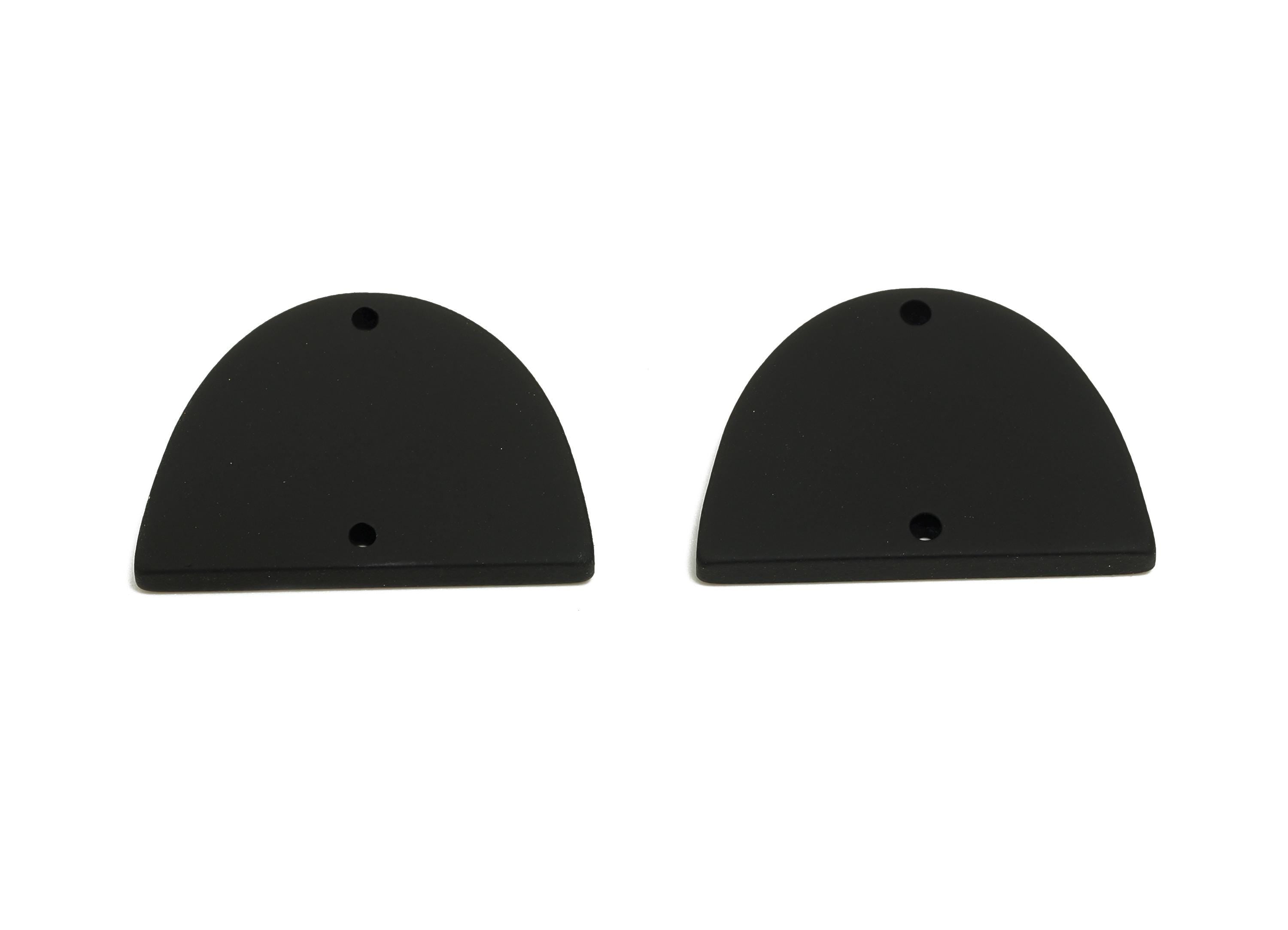 Acrylic Domed Earring Connector - Matte Black Half Round Charms - 2 Holes Geometric Jewelry - Color Code: A1052 - 27.7x19x3mm - AC3660-A1052 - DOMEDBAZAAR