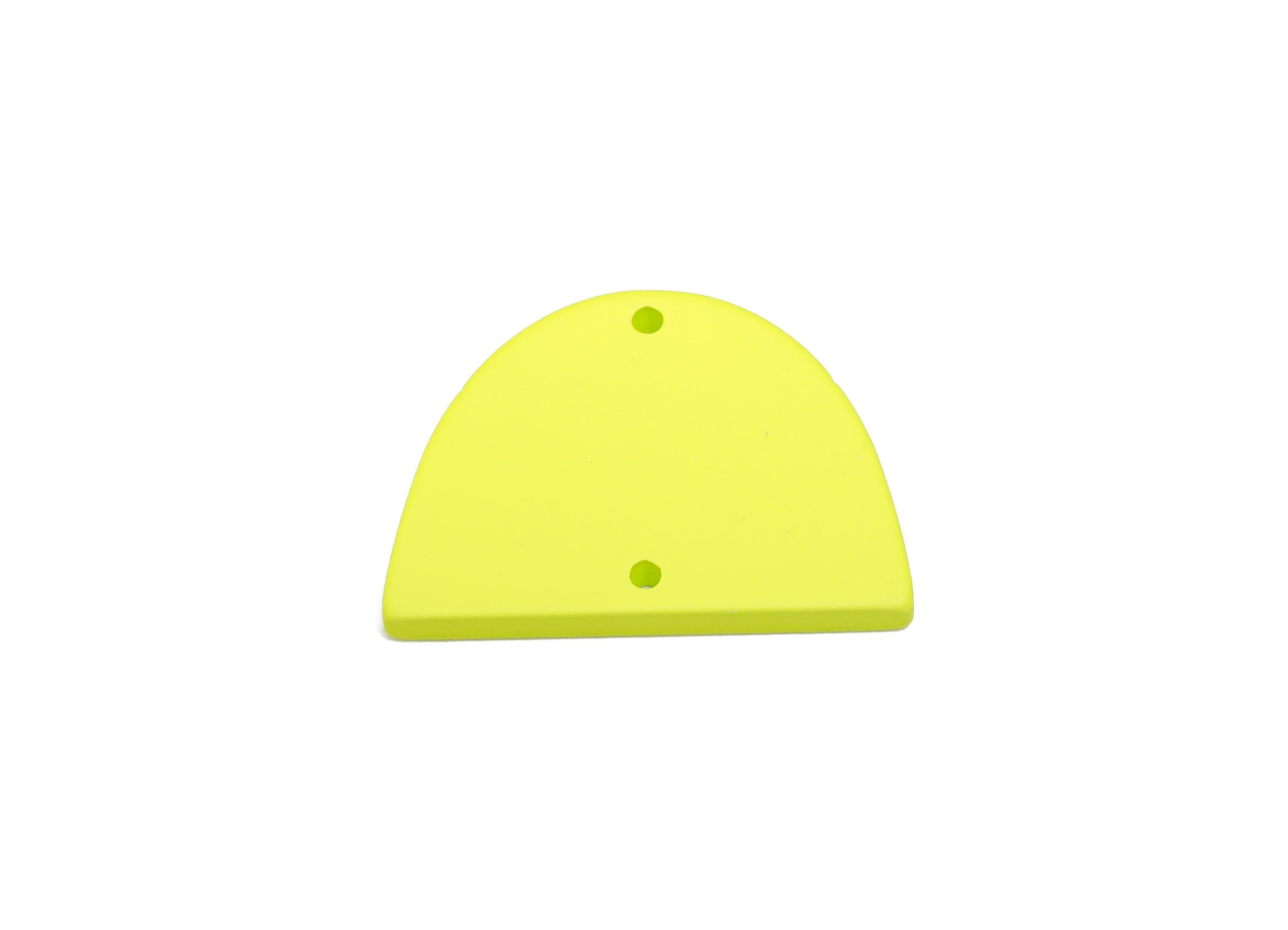 Acrylic Domed Earring Connector - Matte Green Half Round Charm - 2 Holes Geometric Jewelry - Color Code: A1058 - 27.7x19x3mm - AC3660-A1058 - DOMEDBAZAAR