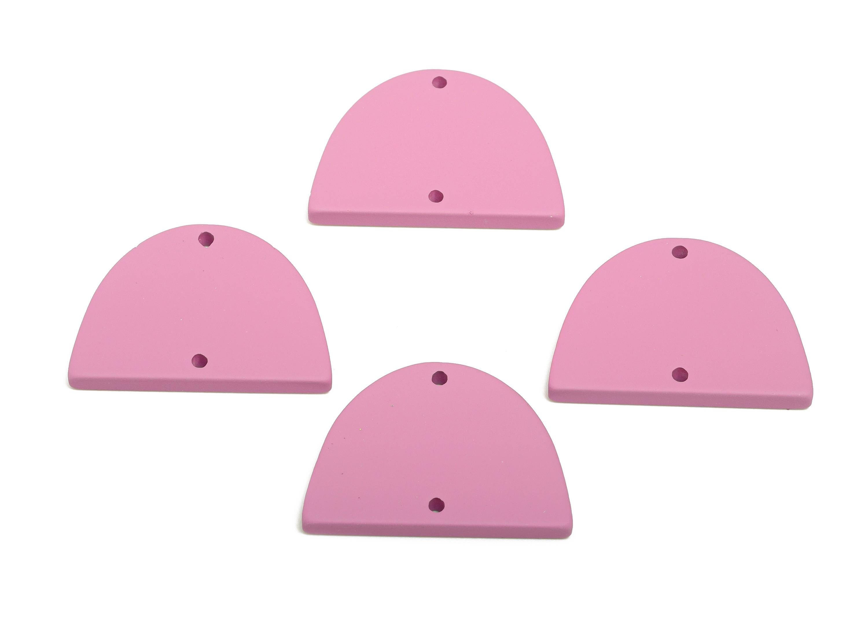 Acrylic Domed Earring Connector - Matte Purple Half Round Charm - 2 Holes Geometric Jewelry - Color Code: A1060 - 27.7x19x3mm - AC3660-A1060 - DOMEDBAZAAR