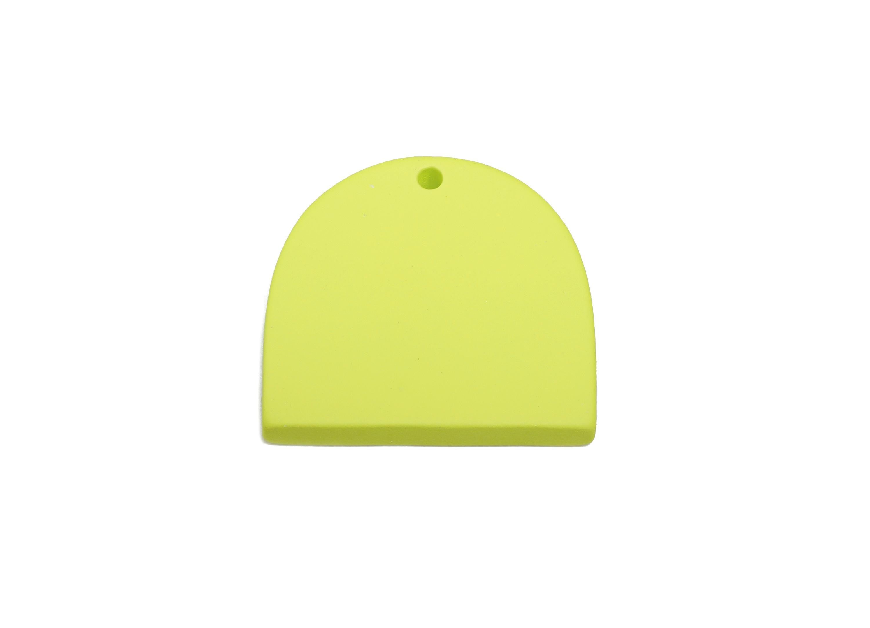 Acrylic Lime Green Domed Pendant - Matte Arch Pendant - Lightweight Flat Acrylic Earring Piece - Color Code: A1058 - 24x23x3mm -AC3672-A1058 - DOMEDBAZAAR