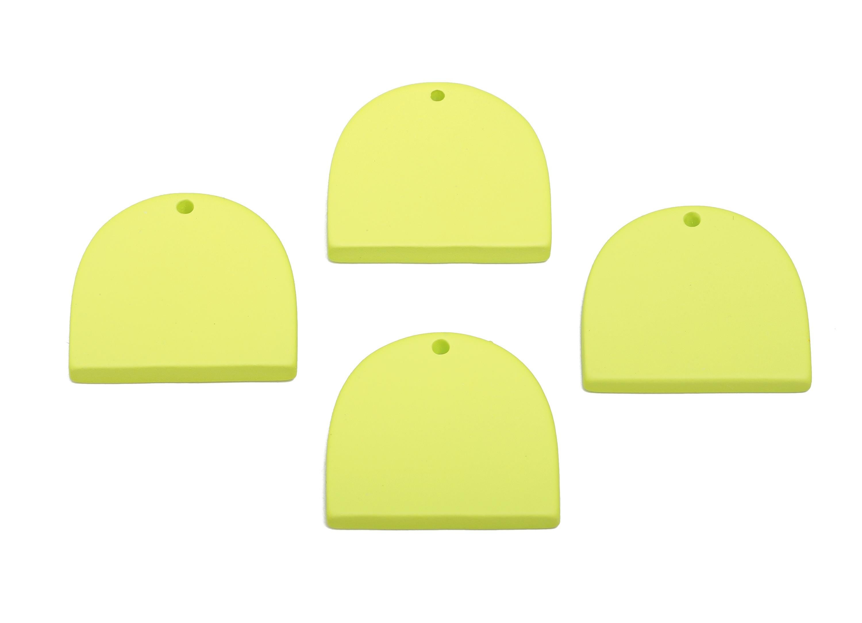 Acrylic Lime Green Domed Pendant - Matte Arch Pendant - Lightweight Flat Acrylic Earring Piece - Color Code: A1058 - 24x23x3mm -AC3672-A1058 - DOMEDBAZAAR
