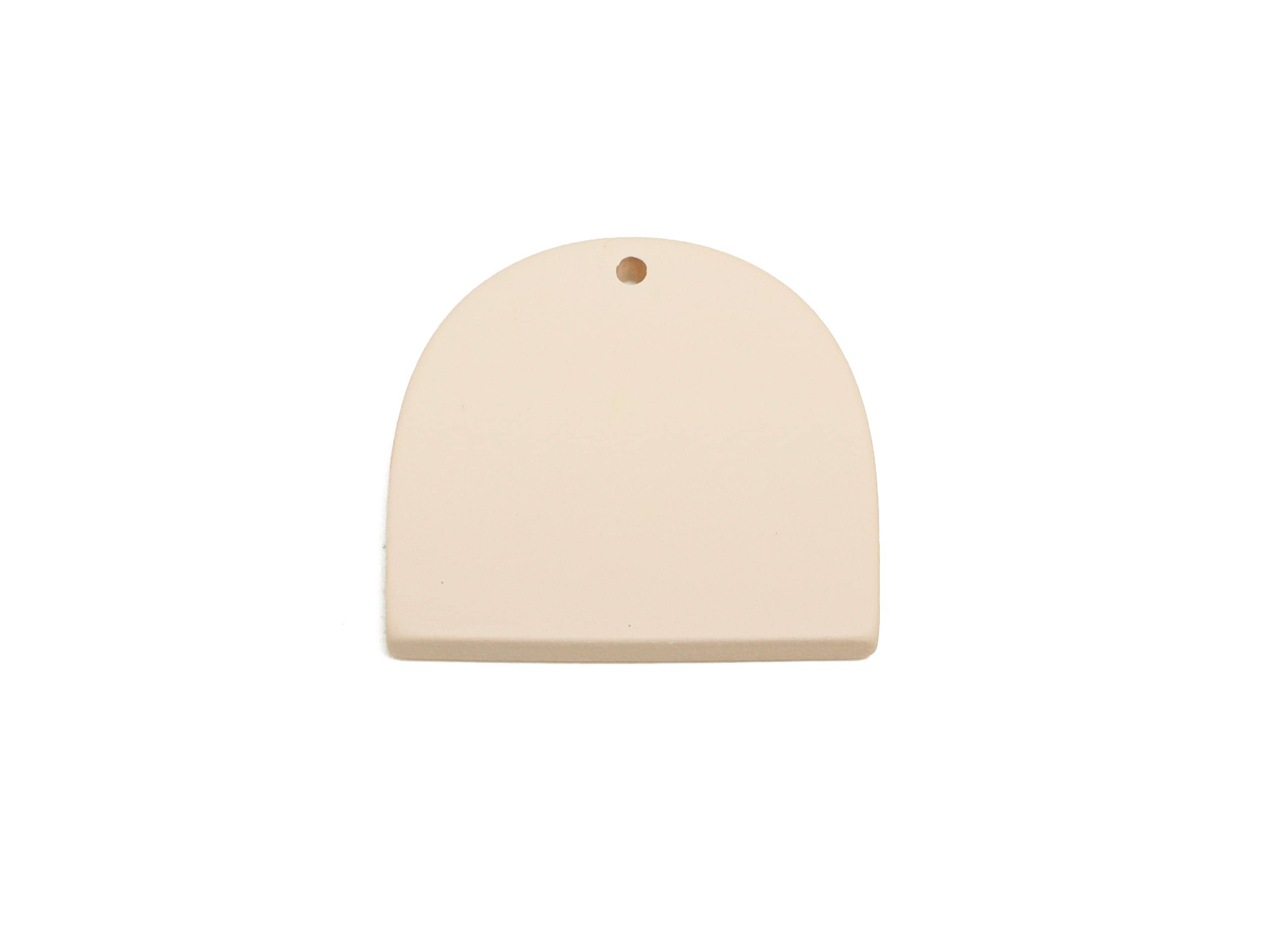 Acrylic Beige Domed Pendant - Matte Arch Pendant - Lightweight Flat Acrylic Earring Piece - Color Code: A1062 - 24x23.37x3mm-AC3672-A1062 - DOMEDBAZAAR