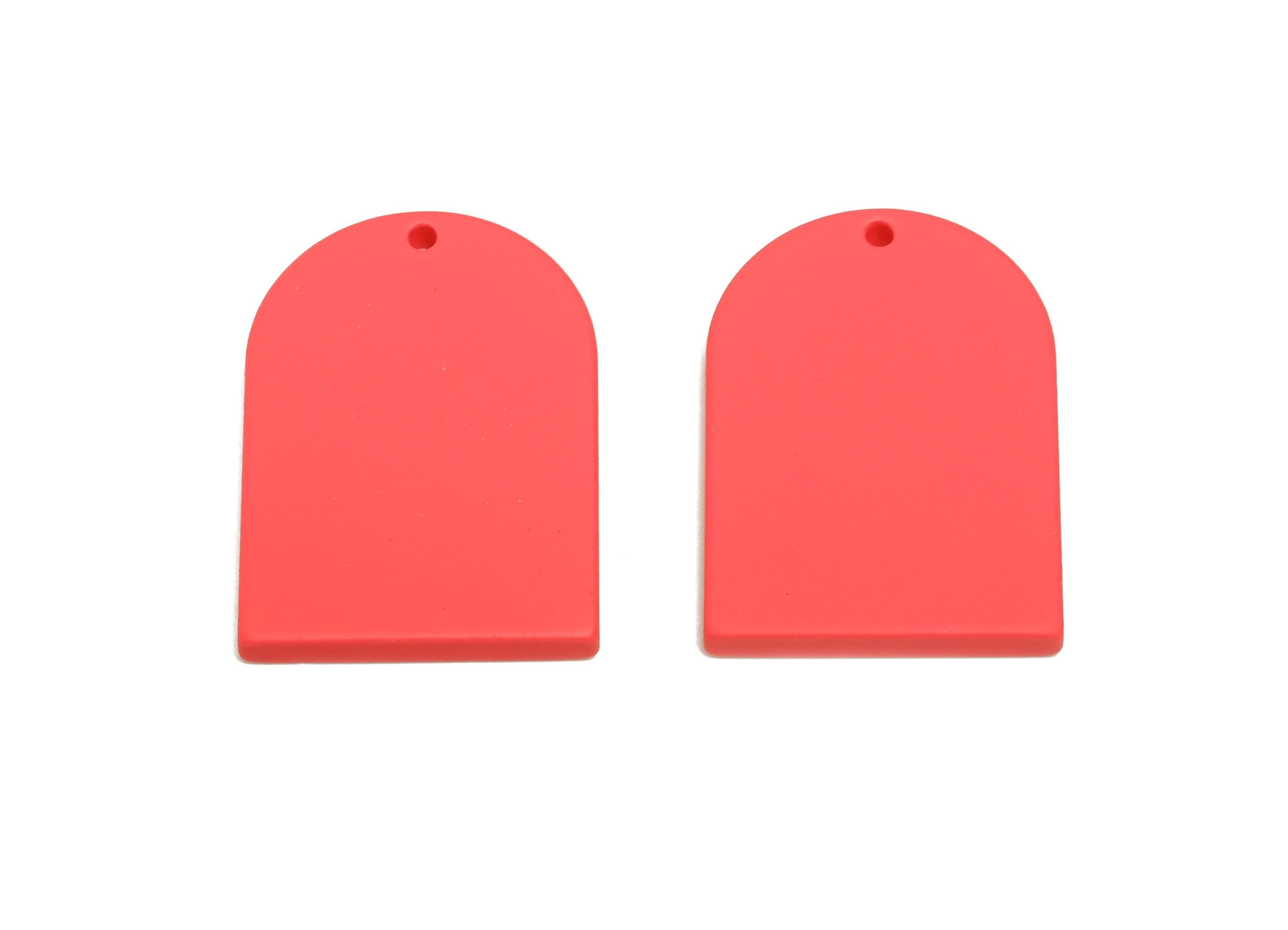 Acrylic Arch Pendant - Red Matte Arch Pendant - Lightweight Flat DIY Acrylic Earring Piece - Color Code: A1055 - 30x21x2.84mm - AC3670-A1055 - DOMEDBAZAAR