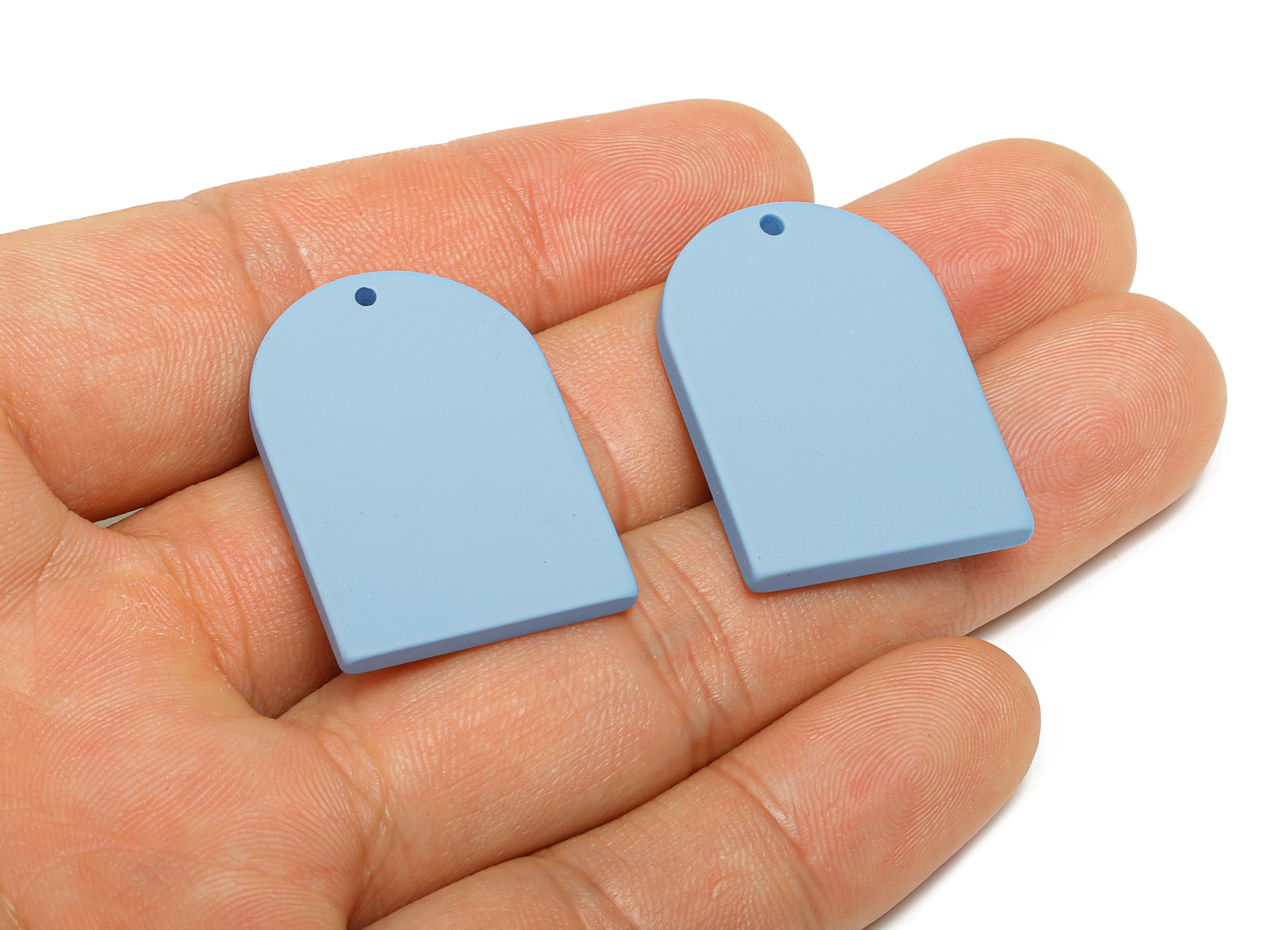 Acrylic Arch Pendant - Blue Matte Arch Pendant - Lightweight Flat DIY Acrylic Earring Piece - Color Code: A1059 - 30x21x2mm - AC3670-A1059 - DOMEDBAZAAR