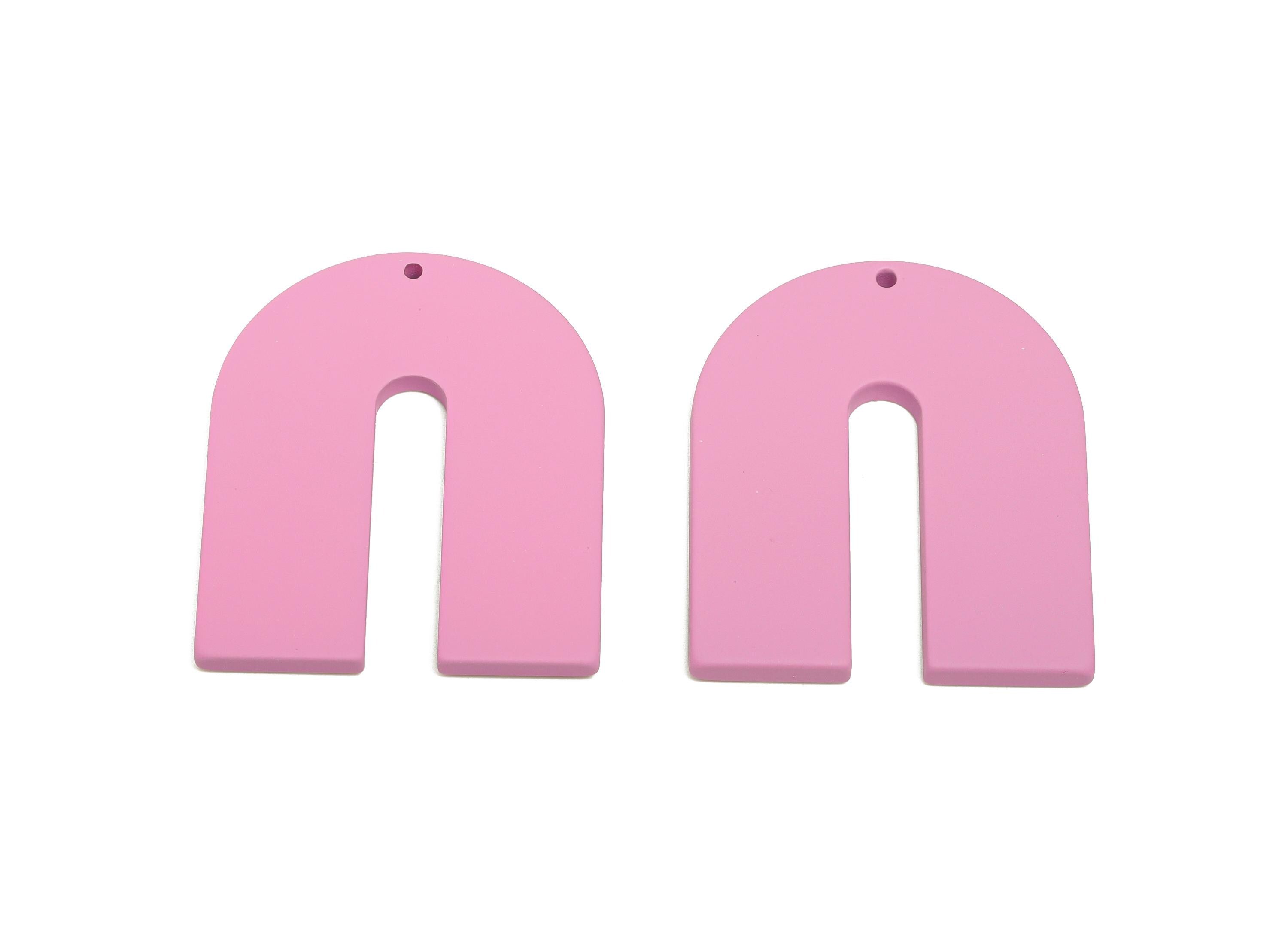 Acrylic Horseshoe Earring Charm - Matte Purple U Shape Geometric Pendant - Jewelry Making - Color Code: A1060 - 40.7x33.6x3mm - AC3662-A1060 - DOMEDBAZAAR