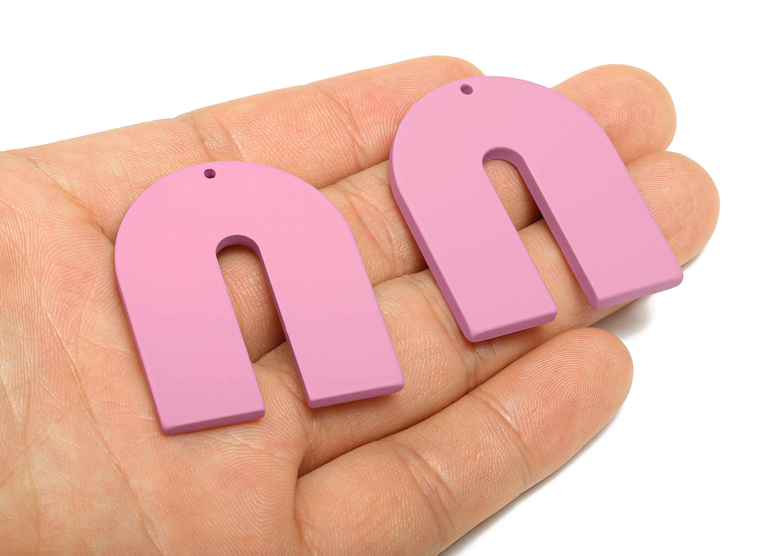 Acrylic Horseshoe Earring Charm - Matte Purple U Shape Geometric Pendant - Jewelry Making - Color Code: A1060 - 40.7x33.6x3mm - AC3662-A1060 - DOMEDBAZAAR