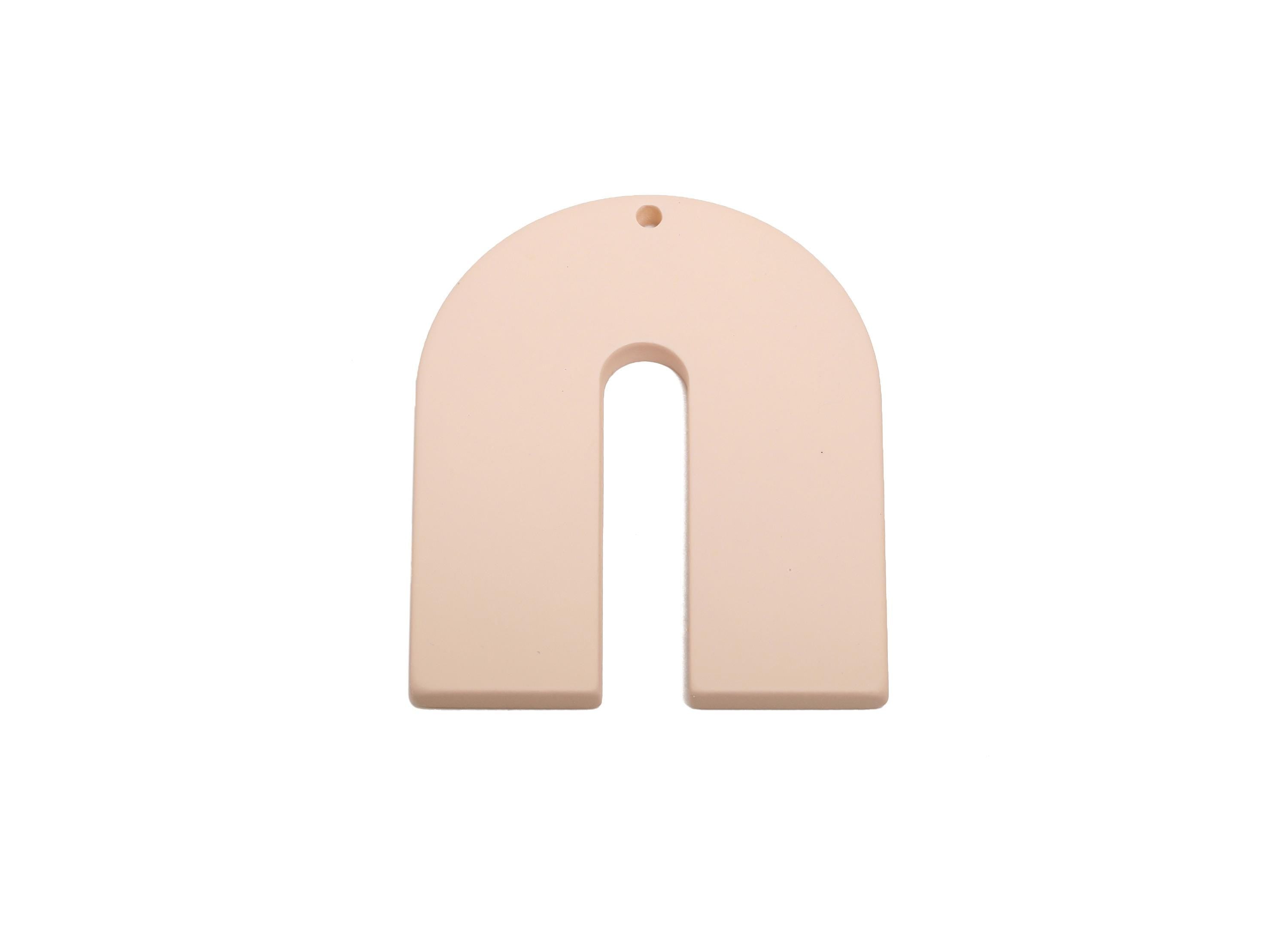 Acrylic Horseshoe Earring Charms - Matte U Shape Geometric Pendant - Jewelry Making - Color Code: A1062 - 40.7x33.6x3mm - AC3662-A1062 - DOMEDBAZAAR