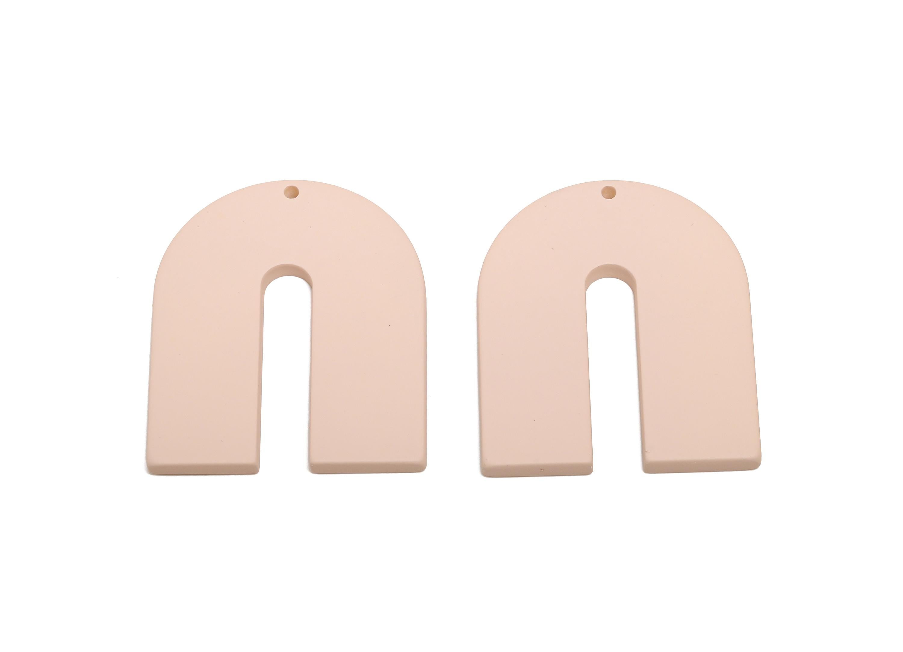 Acrylic Horseshoe Earring Charms - Matte U Shape Geometric Pendant - Jewelry Making - Color Code: A1062 - 40.7x33.6x3mm - AC3662-A1062 - DOMEDBAZAAR
