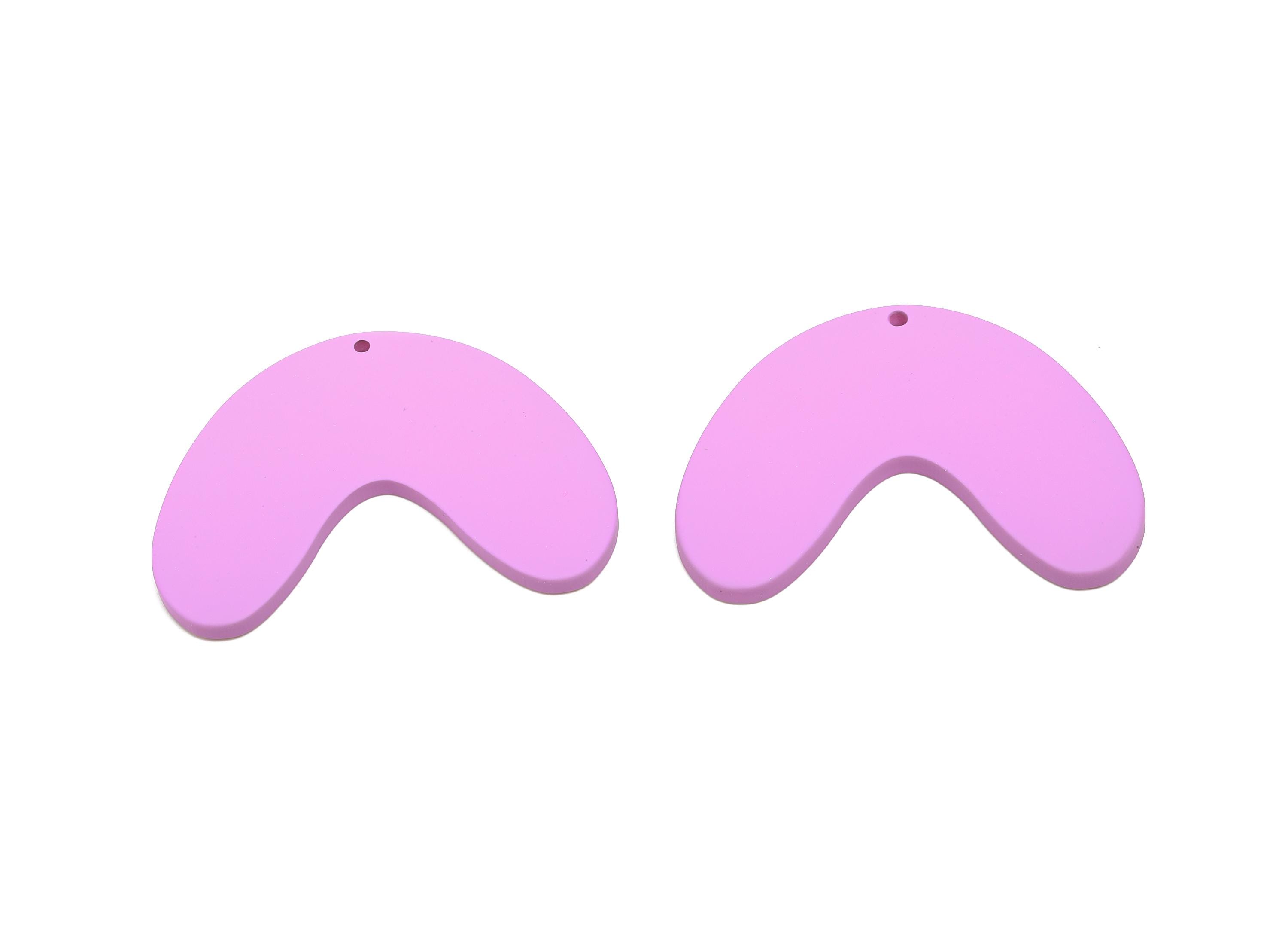 Acrylic Curved Arc Earring Charm - Matte Purple Crescent Geometric Pendant - Jewelry Making - Color Code: A1060 - 47x33.8x3mm - AC3661-A1060 - DOMEDBAZAAR