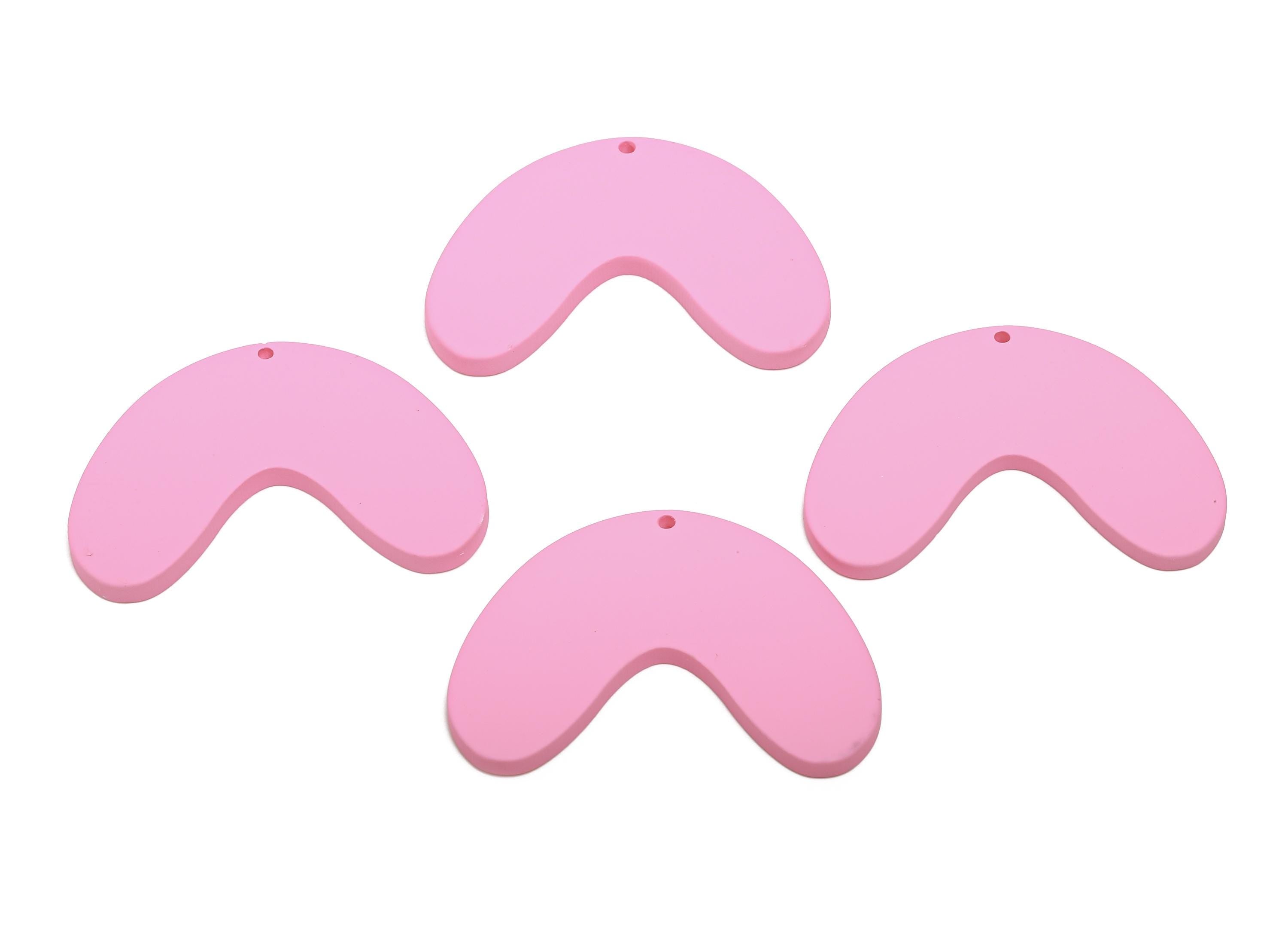 Acrylic Curved Arc Earring Charm - Matte Pink Crescent Geometric Pendant - Jewelry Making - Color Code: A1064 - 47x33.8x3mm - AC3661-A1064 - DOMEDBAZAAR