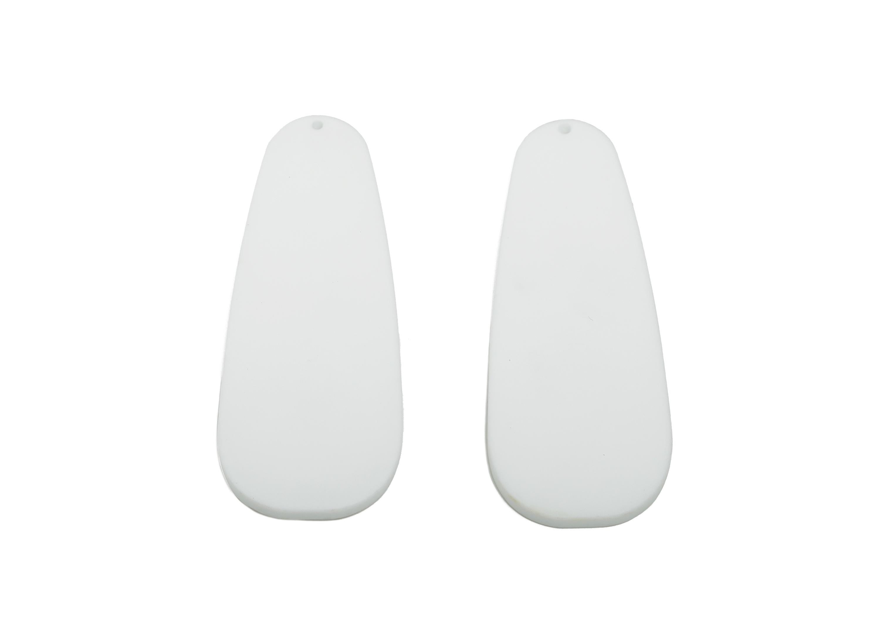 Acrylic Teardrop Earring Charm - Matte White Long Drop Geometric Pendant - Jewelry Supplies - Color Code: A1053 - 66x25x3mm - AC3663-A1053 - DOMEDBAZAAR