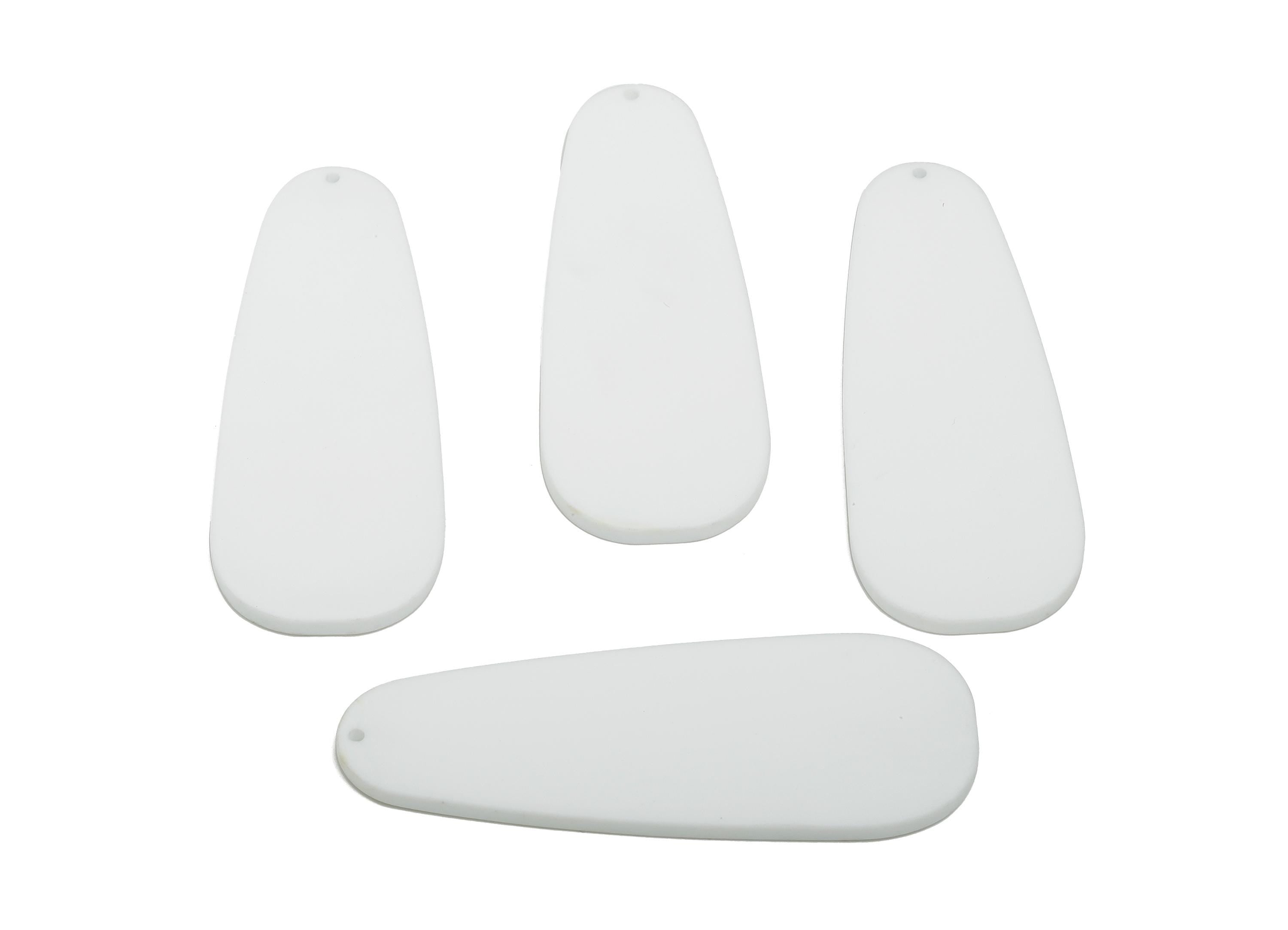 Acrylic Teardrop Earring Charm - Matte White Long Drop Geometric Pendant - Jewelry Supplies - Color Code: A1053 - 66x25x3mm - AC3663-A1053 - DOMEDBAZAAR