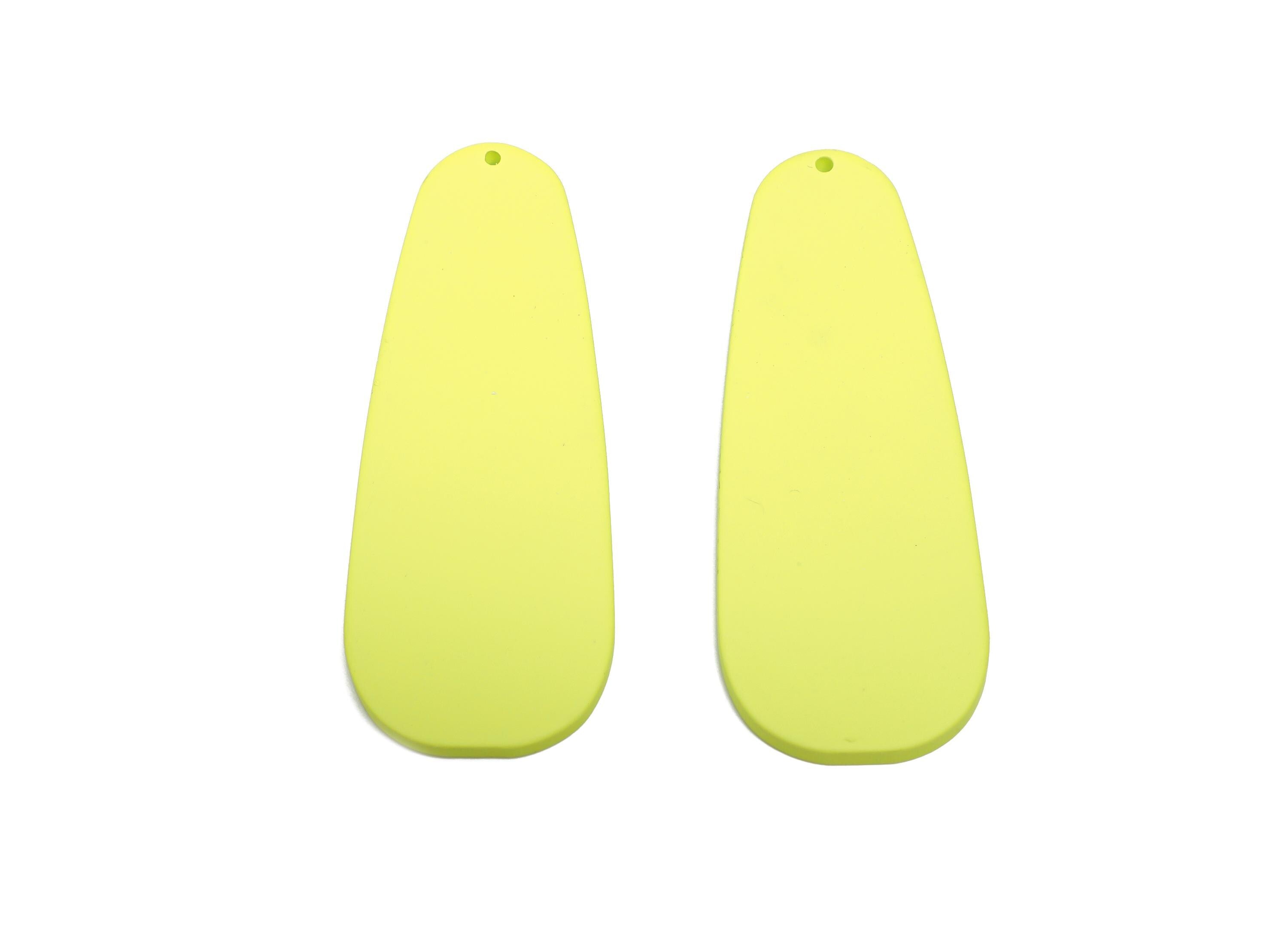 Acrylic Teardrop Earring Charm - Matte Green Long Drop Geometric Pendant - Jewelry Supplies - Color Code: A1058 - 66x25x3mm - AC3663-A1058 - DOMEDBAZAAR