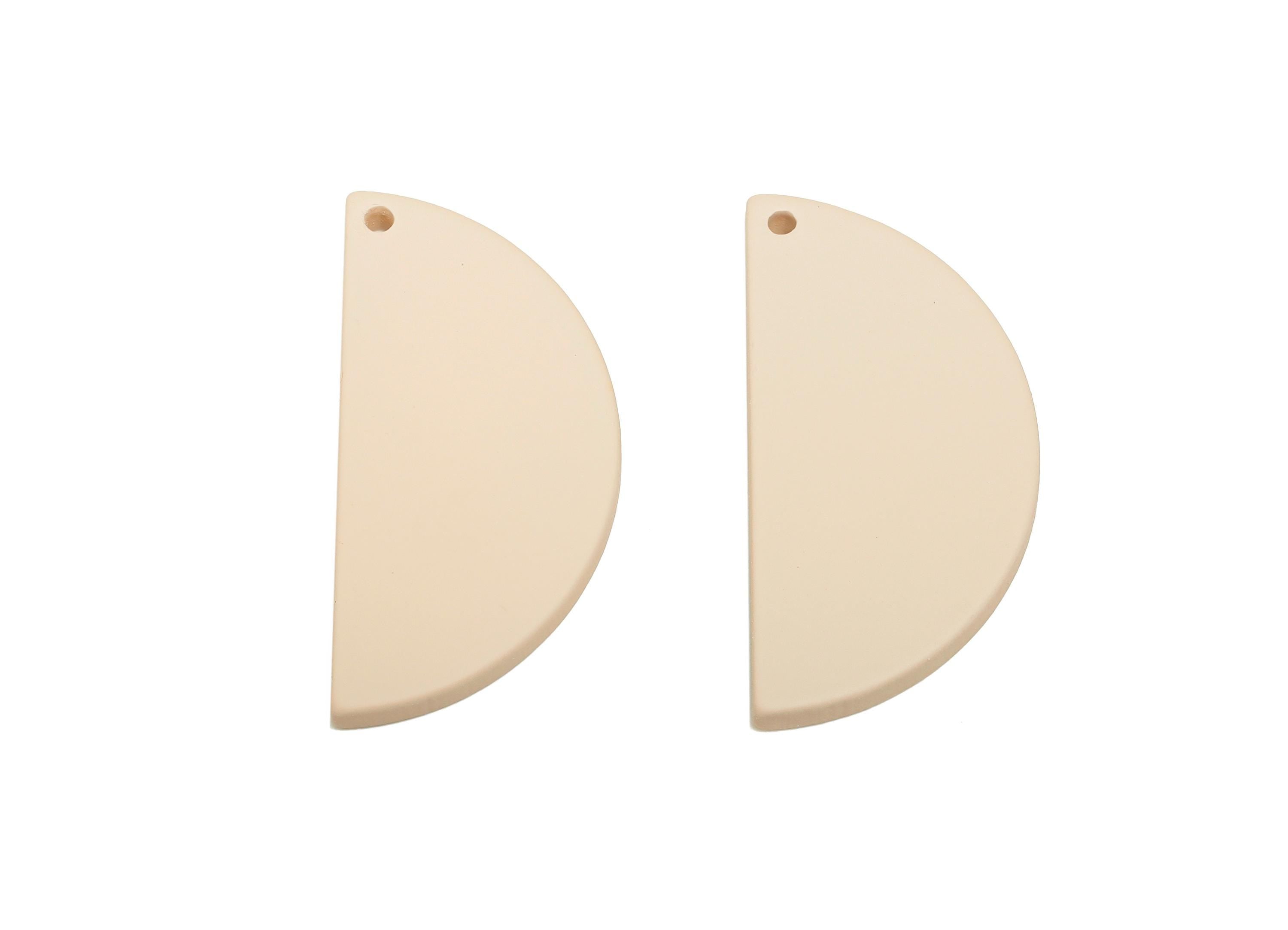 Acrylic Half Circle Pendant - Pale Beige Matte Geometric Charm - Lightweight DIY Craft Accessory - Color Code: A1062 -38x18x2mm-AC3671-A1062 - DOMEDBAZAAR
