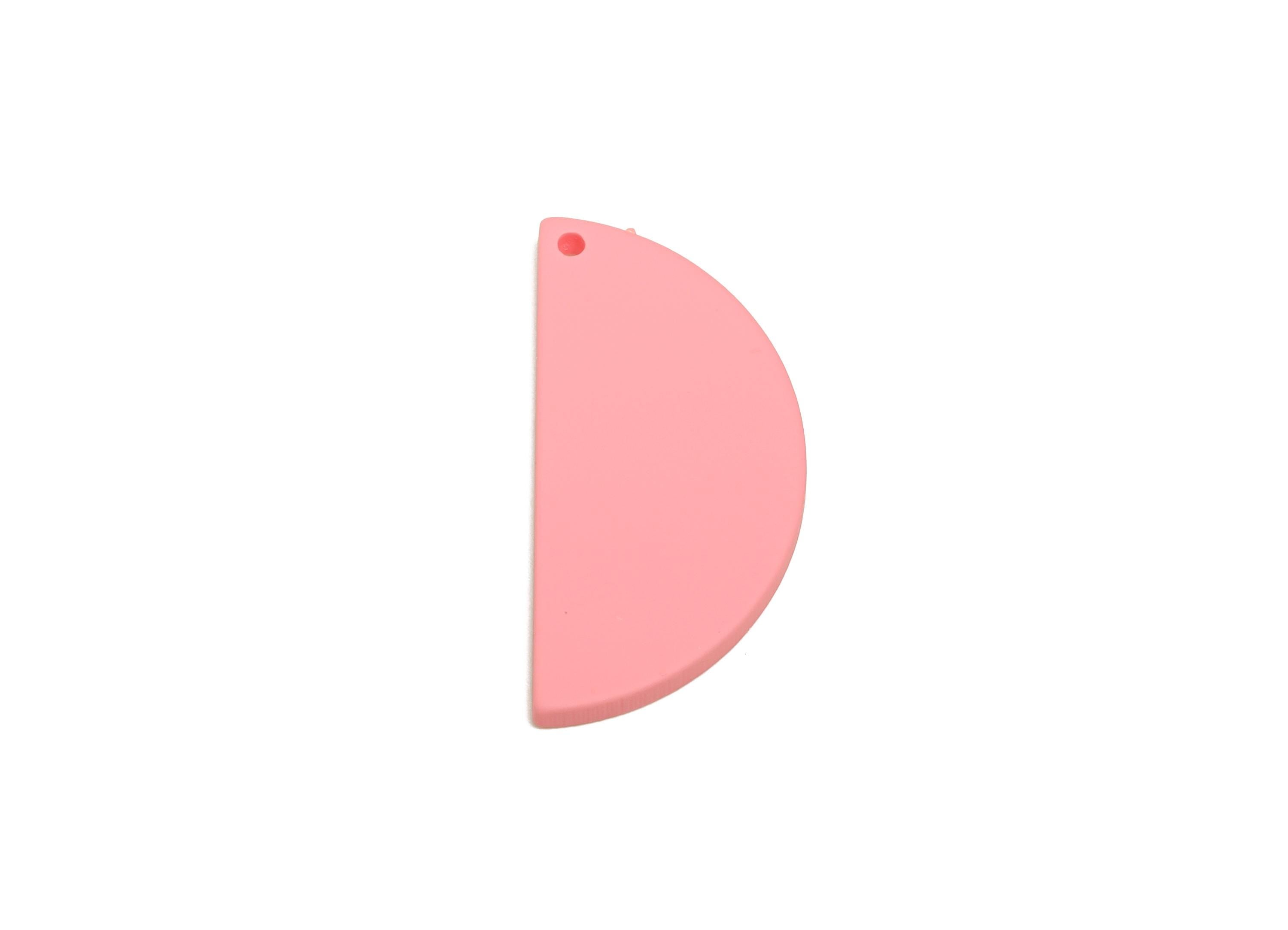 Acrylic Half Circle Pendant - Pink Matte Geometric Charm - Lightweight DIY Craft Accessory - Color Code: A1065 - 38x18x2mm - AC3671-A1065 - DOMEDBAZAAR