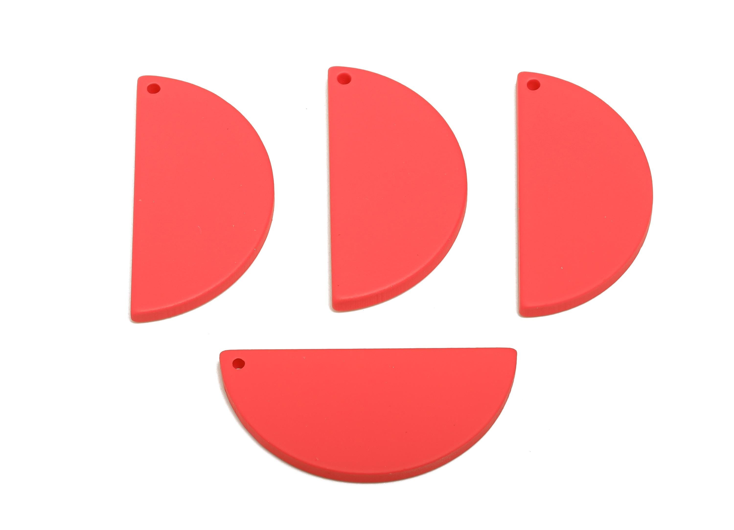 Acrylic Half Circle Pendant - Red Matte Geometric Charm - Lightweight DIY Craft Accessory - Color Code: A1055 - 38x18x2mm - AC3671-A1055 - DOMEDBAZAAR