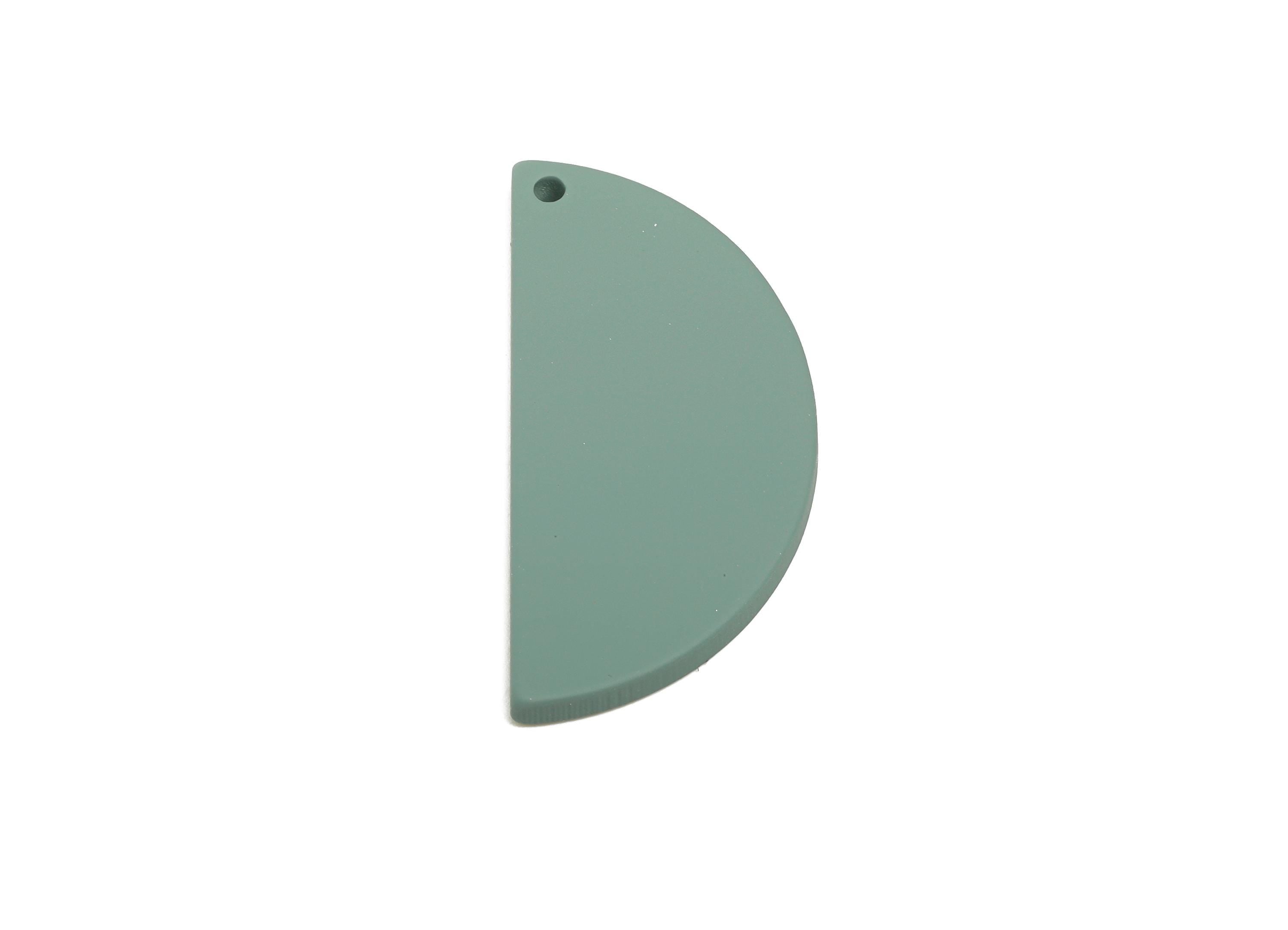 Acrylic Half Circle Pendant - Olive Green Matte Geometric Charm - Lightweight Craft Accessory - Color Code: A1063 - 38x18x2mm - AC3671-A1063 - DOMEDBAZAAR