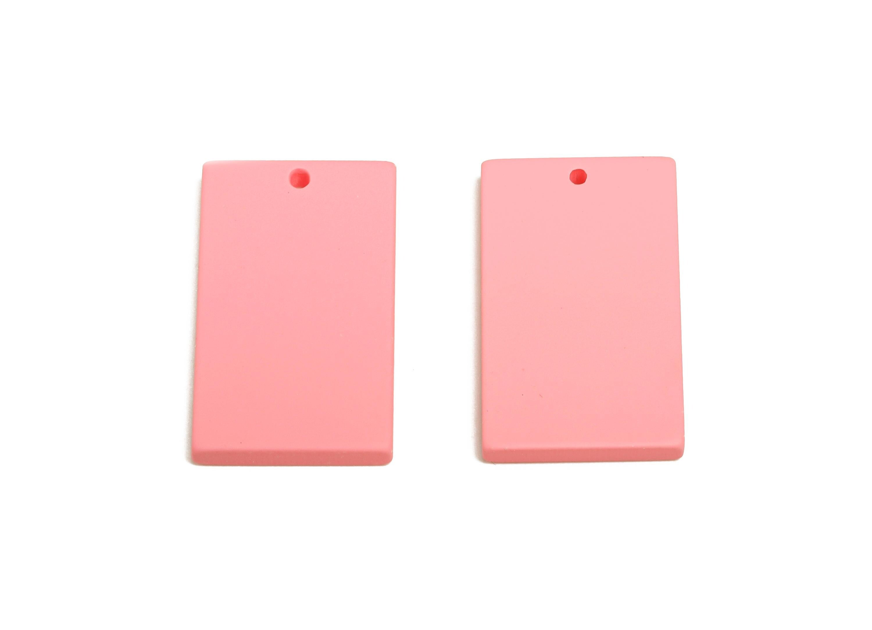 Acrylic Rectangle Earring Charm - Matte Pink Rectangle Geometric Pendant - Jewelry Making - Color Code: A1065 - 29.7x15.8x3mm - AC3677-A1065 - DOMEDBAZAAR