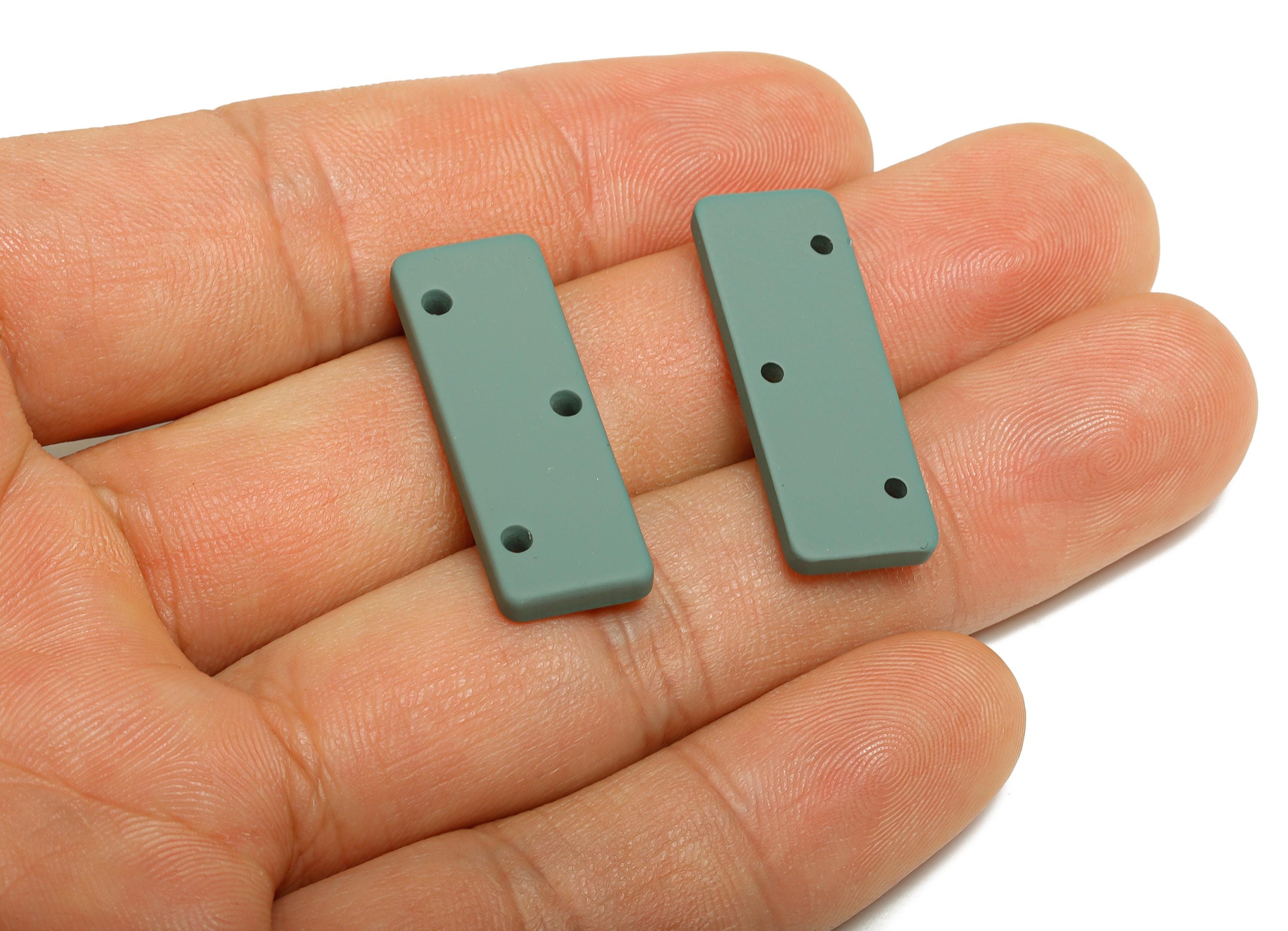 Acrylic Rectangle Earring Connector - Matte Rectangle Charm - 3 Holes Geometric Jewelry - Color Code: A1063 - 29x10x3mm -AC3655-A1063 - DOMEDBAZAAR