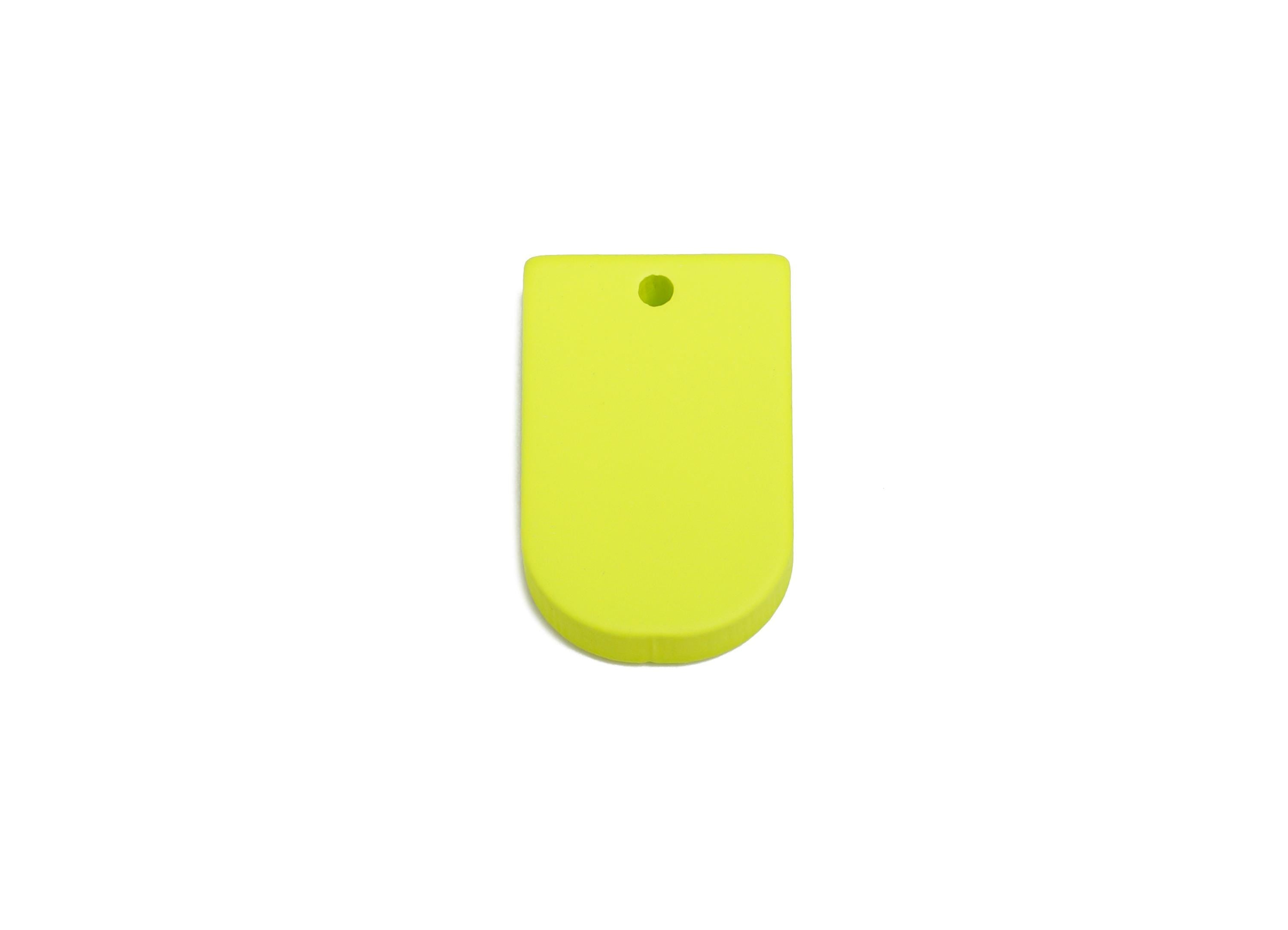 Acrylic Long D Shape Earring Charm - Matte Green Geometric Pendant - Jewelry Making - Color Code: A1058 - 19.92x12.1x3mm - AC3656-A1058 - DOMEDBAZAAR