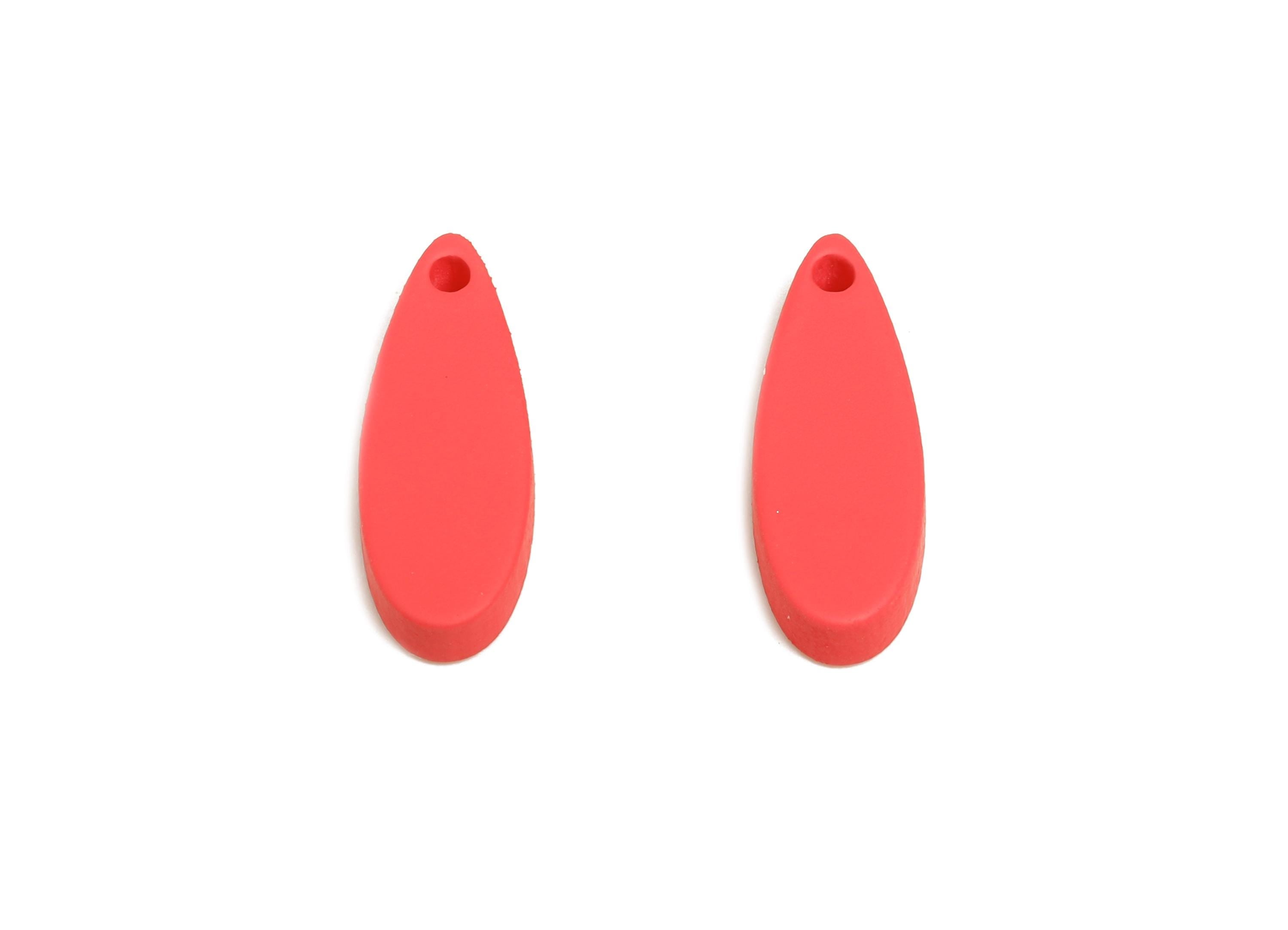 Acrylic Teardrop Earring Charm - Matte Rose Red Drop Earring Charm - Lightweight Flat Charm - Color Code: A1055 - 18x6x2.74mm - AC3651-A1055 - DOMEDBAZAAR