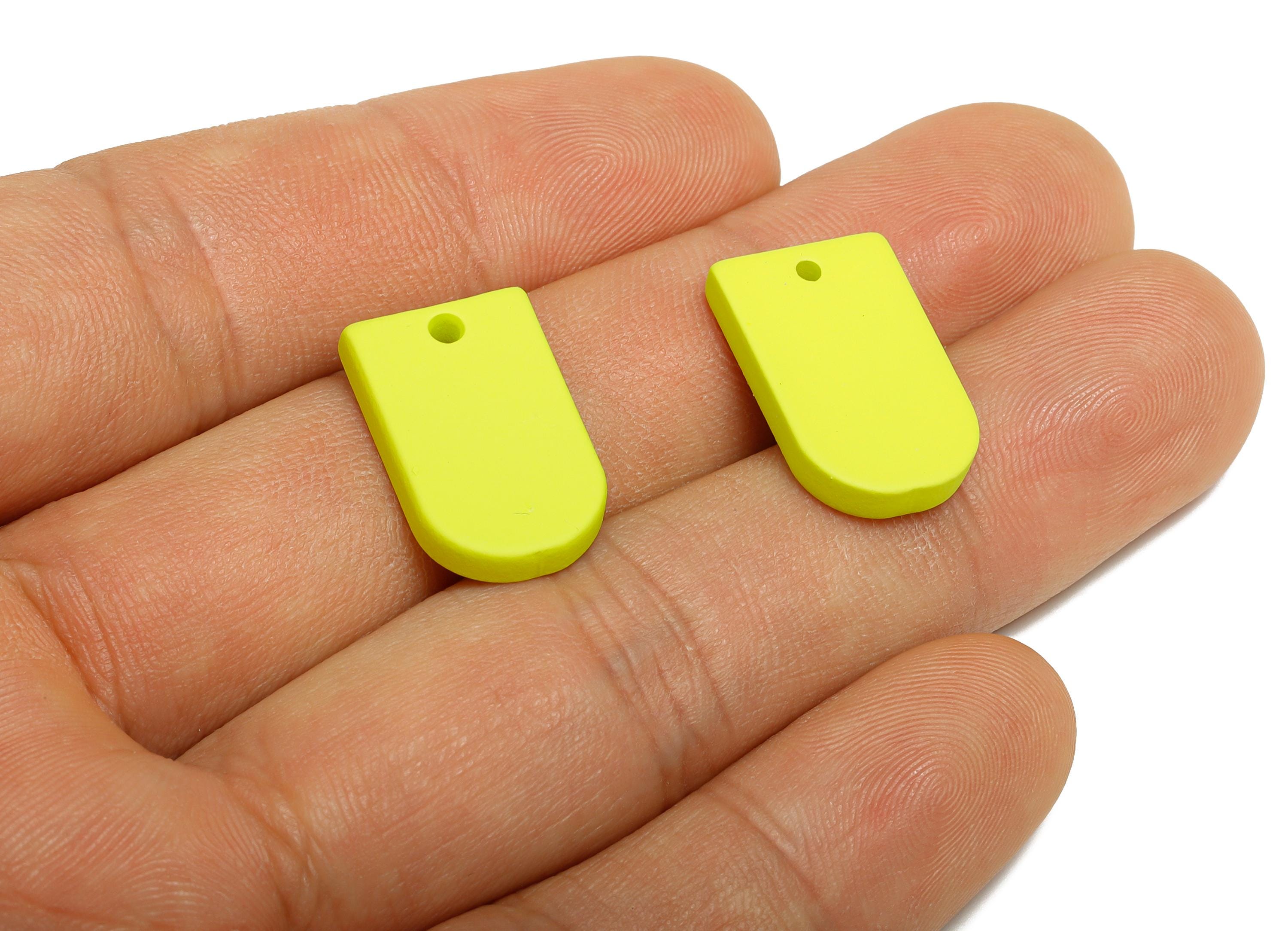 Acrylic Long D Shape Earring Charm - Matte Green Geometric Pendant - Jewelry Making - Color Code: A1058 - 19.92x12.1x3mm - AC3656-A1058 - DOMEDBAZAAR