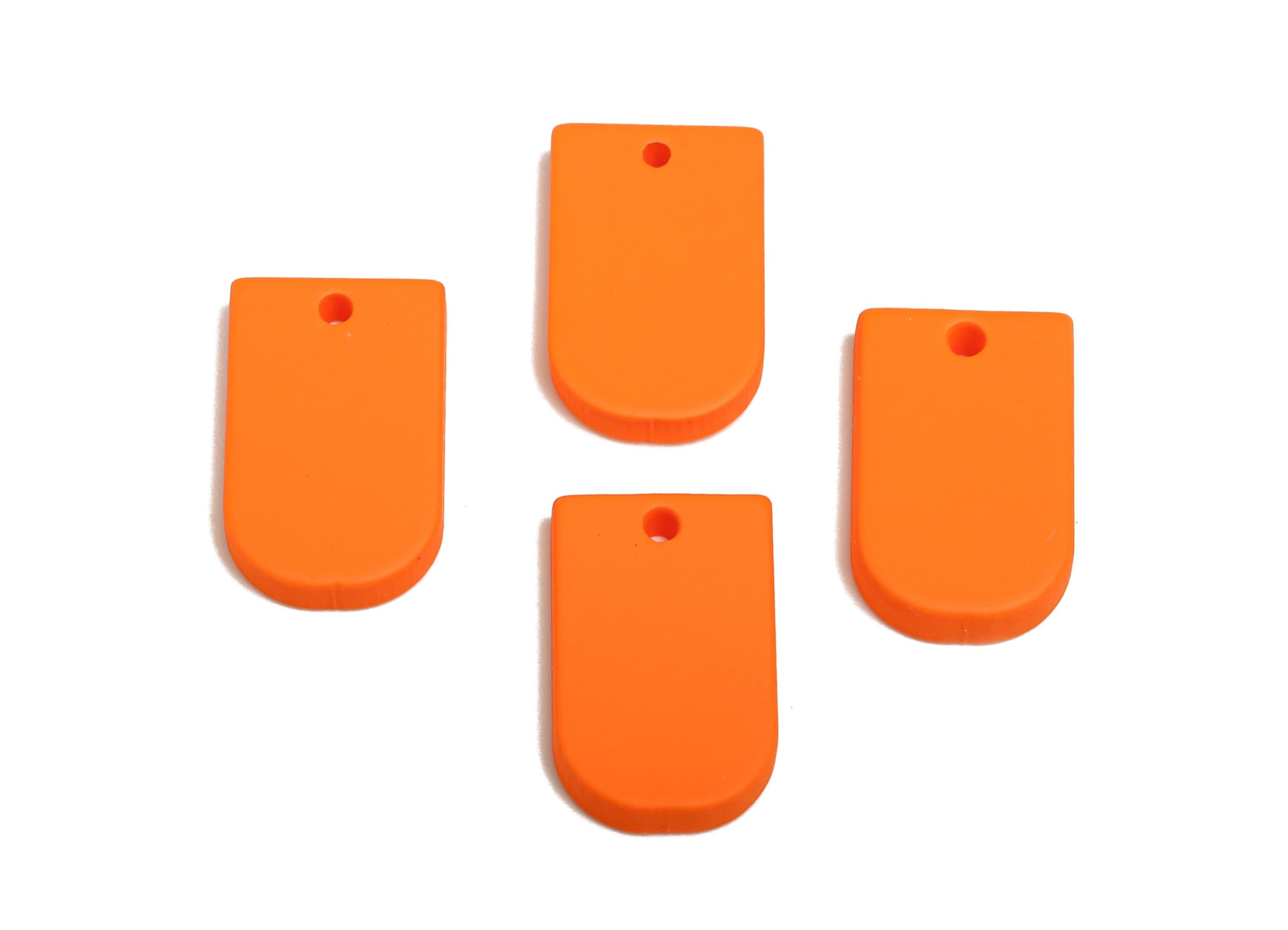 Acrylic Long D Shape Earring Charm - Matte Orange Geometric Pendant - Jewelry Making - Color Code: A1056 - 19.92x12.1x3mm - AC3656-A1056 - DOMEDBAZAAR