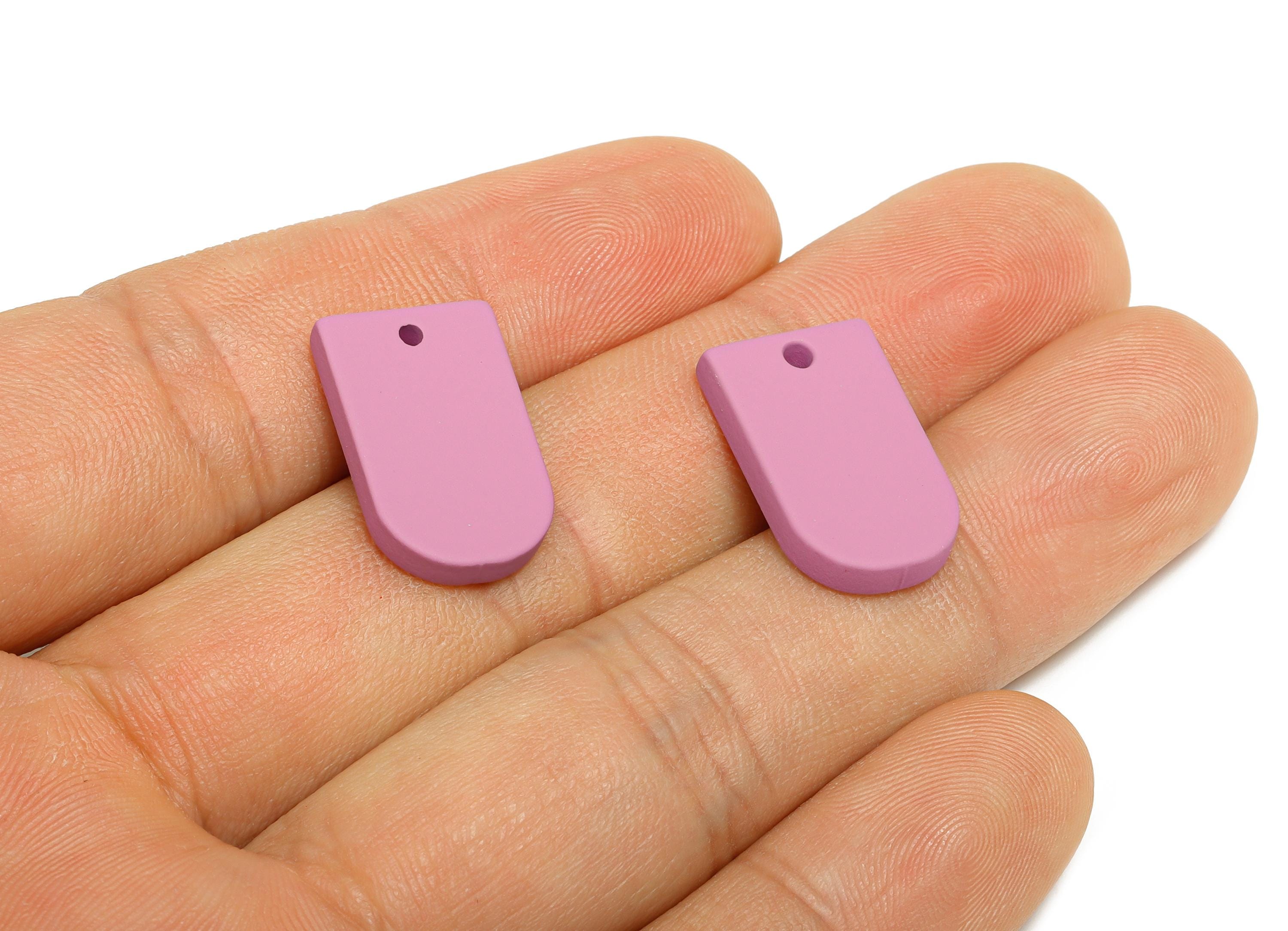 Acrylic Long D Shape Earring Charm - Matte Purple Geometric Pendant - Jewelry Making - Color Code: A1060 - 19.92x12.1x3mm - AC3656-A1060 - DOMEDBAZAAR