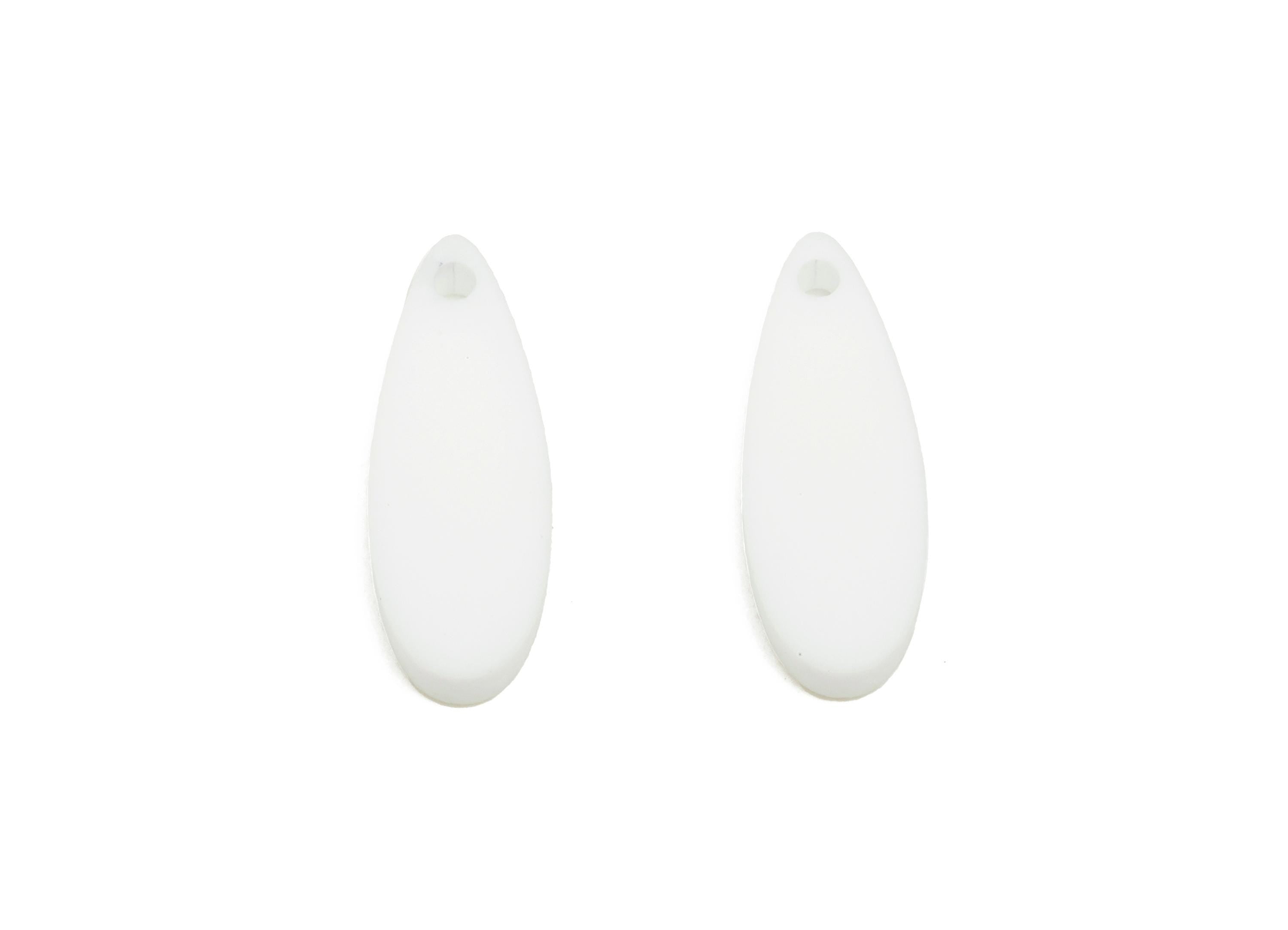 Acrylic Teardrop Earring Charm - Matte White Drop Earring Charm - Lightweight Flat Charm - Color Code: A1053 - 18x6x2.74mm - AC3651-A1053 - DOMEDBAZAAR