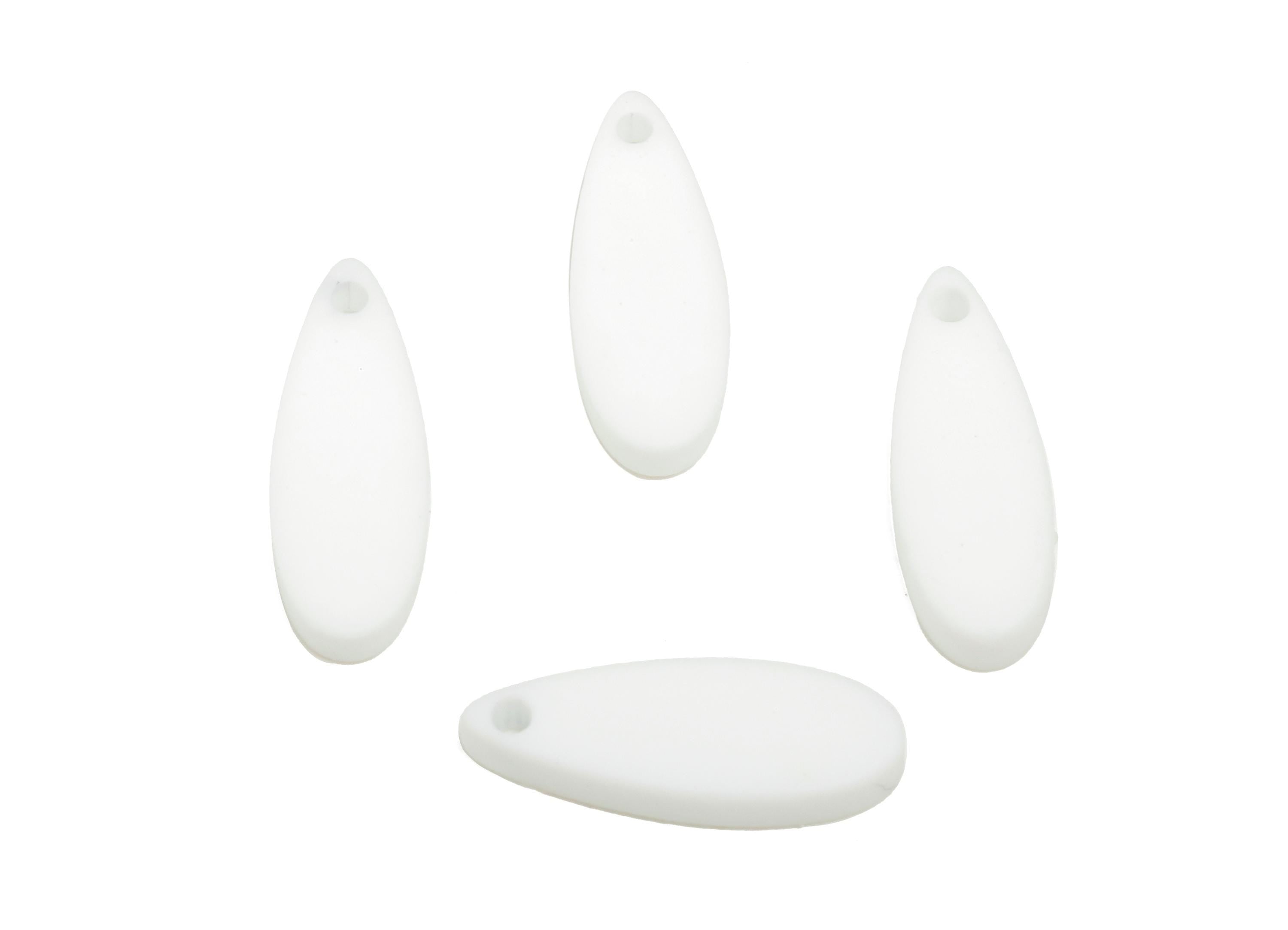 Acrylic Teardrop Earring Charm - Matte White Drop Earring Charm - Lightweight Flat Charm - Color Code: A1053 - 18x6x2.74mm - AC3651-A1053 - DOMEDBAZAAR