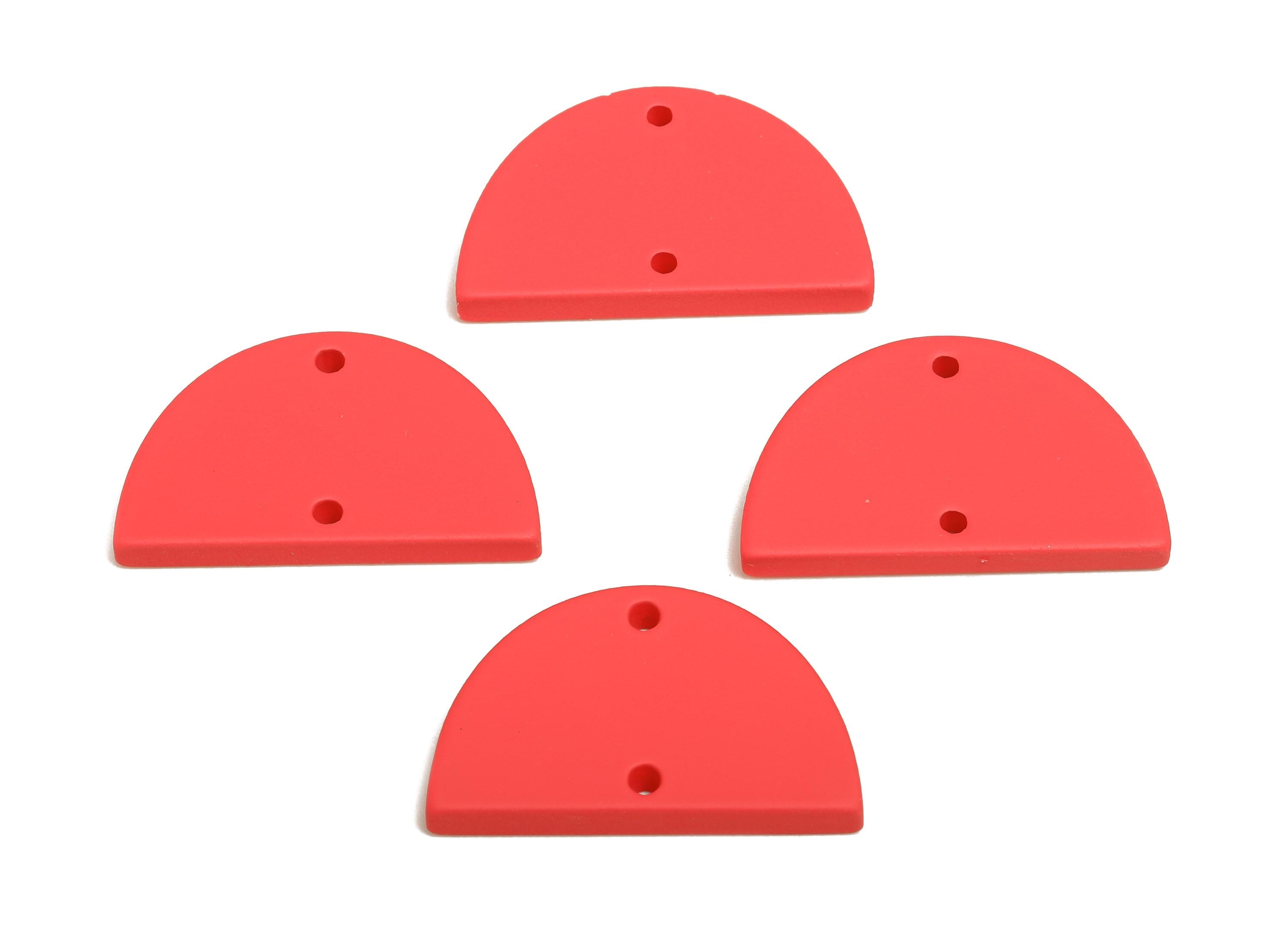 Acrylic Semicircle Earring Connector - Matte Red Half Moon Charm - 2 Holes Geometric Jewelry - Color Code: A1055 - 25x15x2mm-AC3659-A1055 - DOMEDBAZAAR