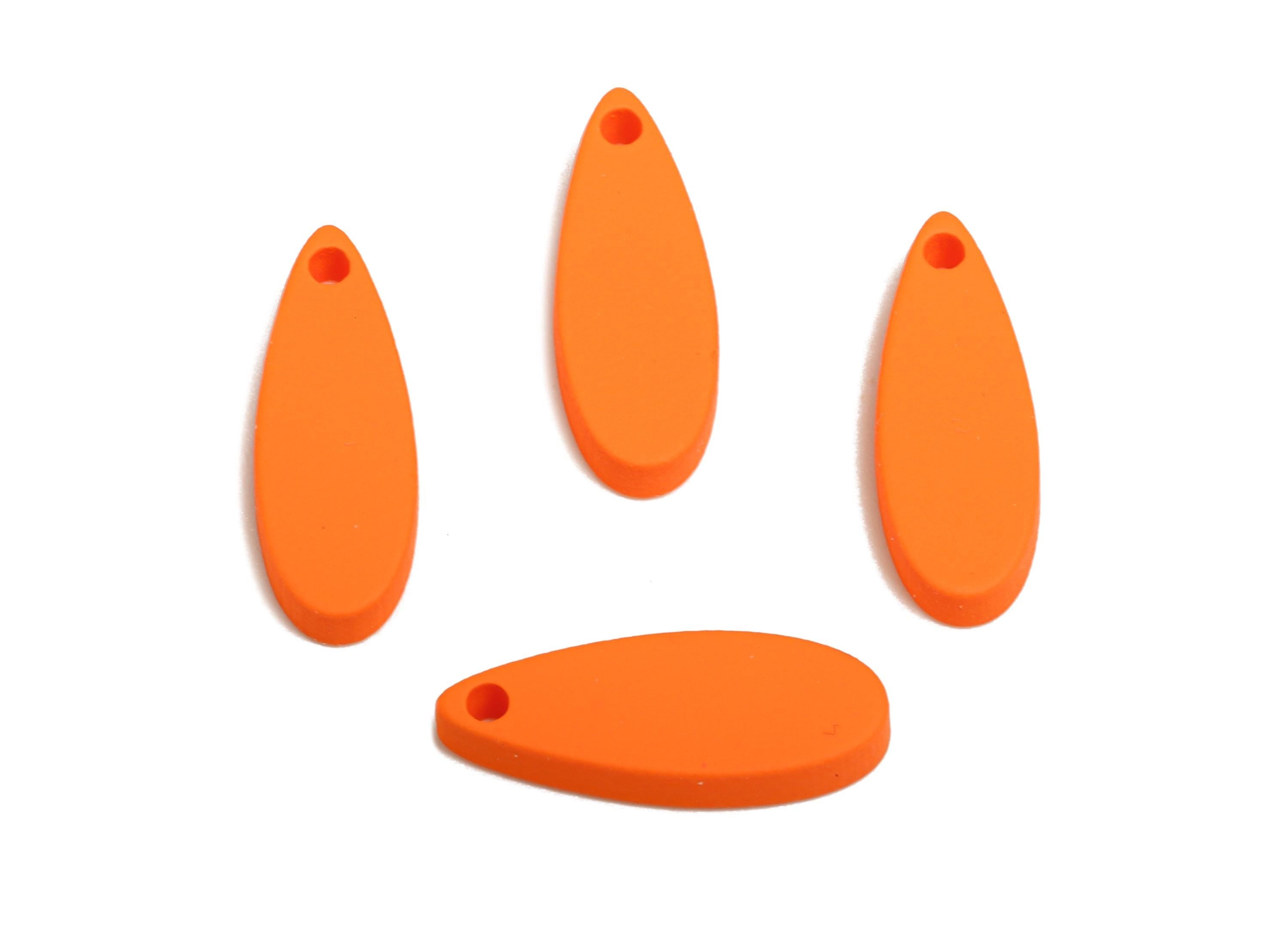 Acrylic Teardrop Earring Charm - Matte Orange Drop Earring Charm - Lightweight Geometry Charm - Color Code: A1056 -18x6x2mm-AC3651-A1056 - DOMEDBAZAAR