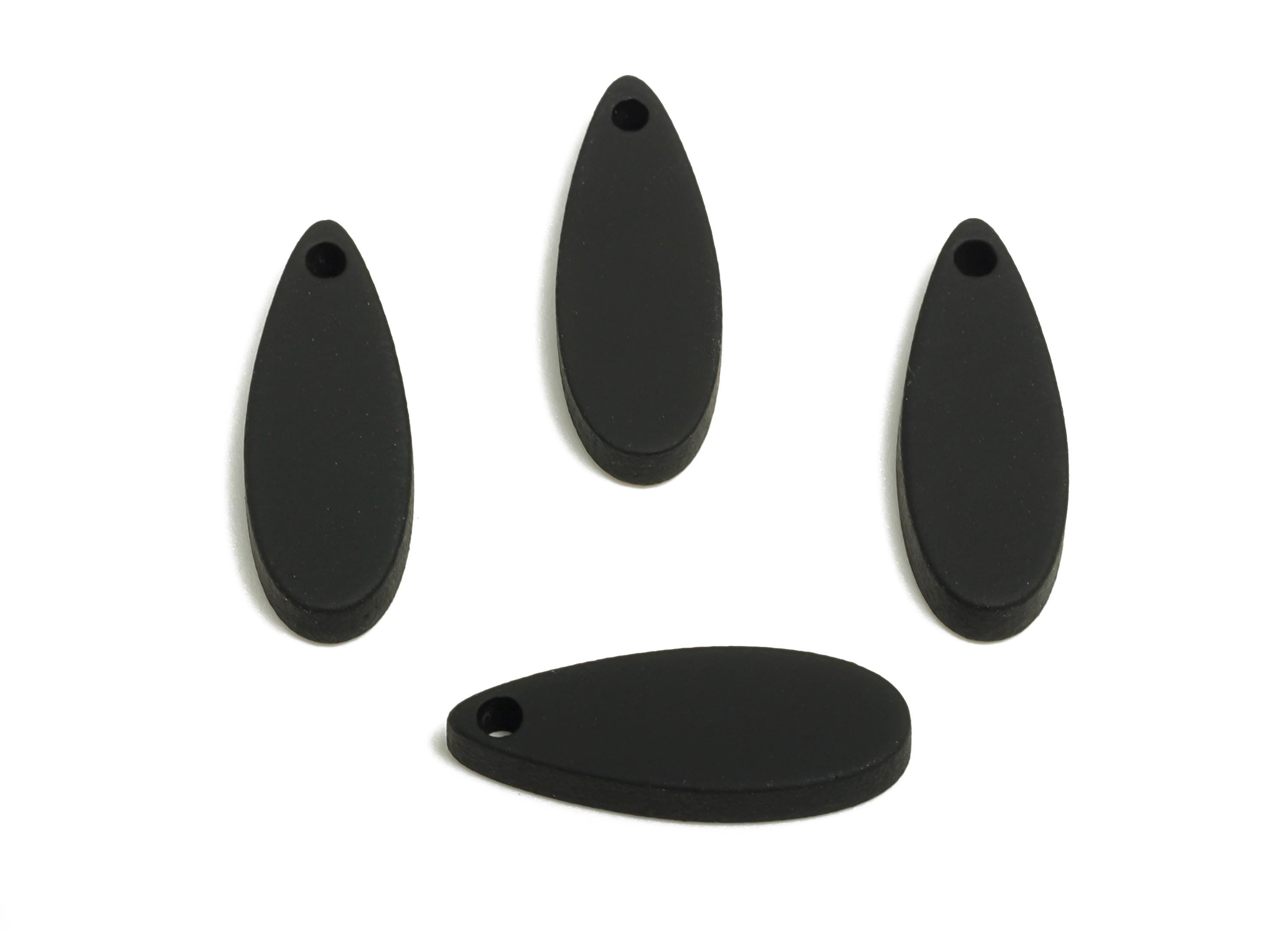 Acrylic Teardrop Earring Charm - Matte Black Drop Earring Charm - Lightweight Geometry Charm - Color Code: A1052 -18x6x2mm-AC3651-A1052 - DOMEDBAZAAR