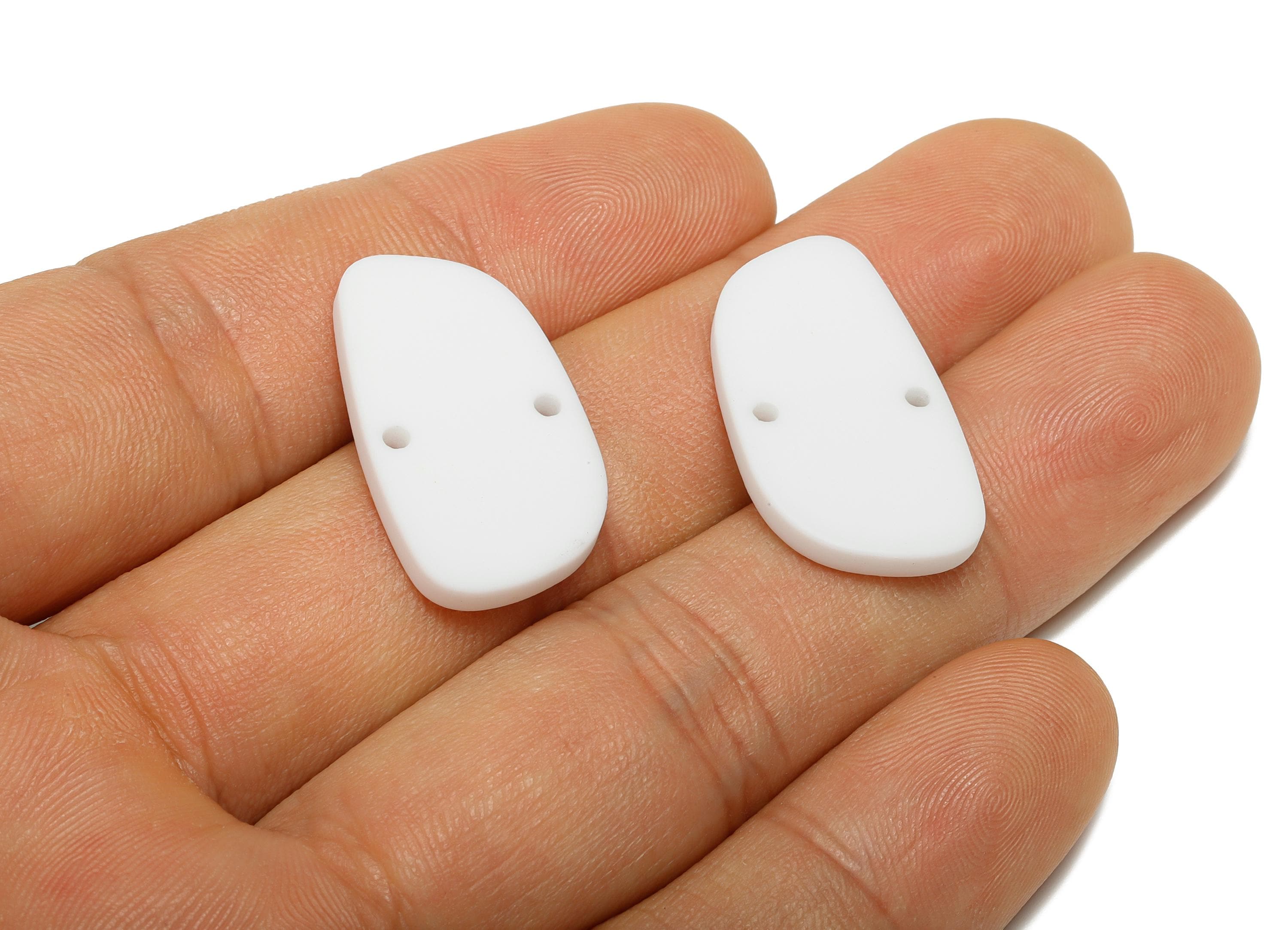 Acrylic White Connector - Matte DIY Earring Base Piece - Lightweight Minimalist Jewelry Part - Color Code: A1053 - 26x14x2mm - AC3650-A1053 - DOMEDBAZAAR