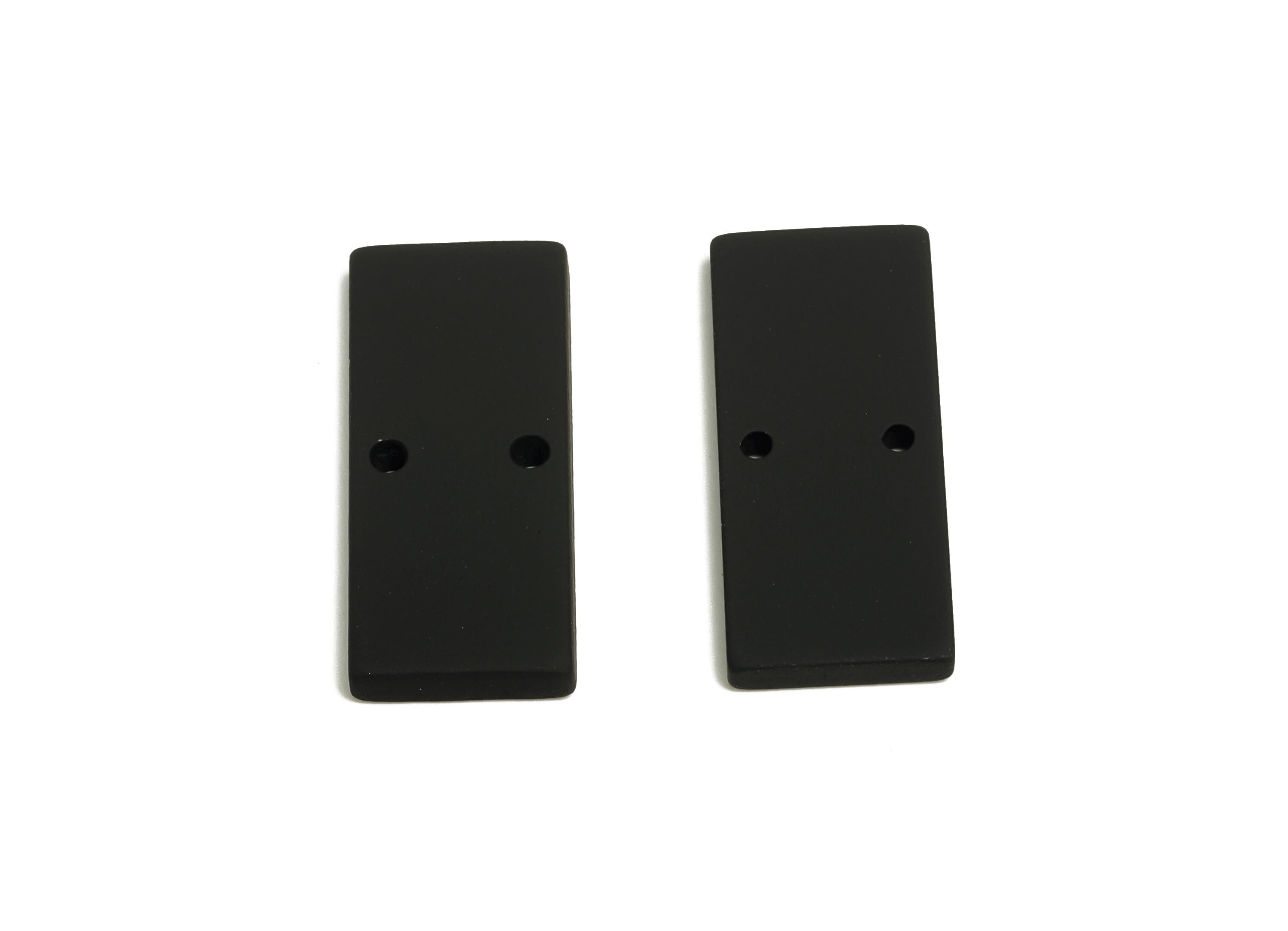Acrylic Rectangle Earring Connector - Matte Black Rectangle Charm - 2 Holes Geometric Jewelry - Color Code: A1052 -27x11.8x3mm- AC3653-A1052 - DOMEDBAZAAR