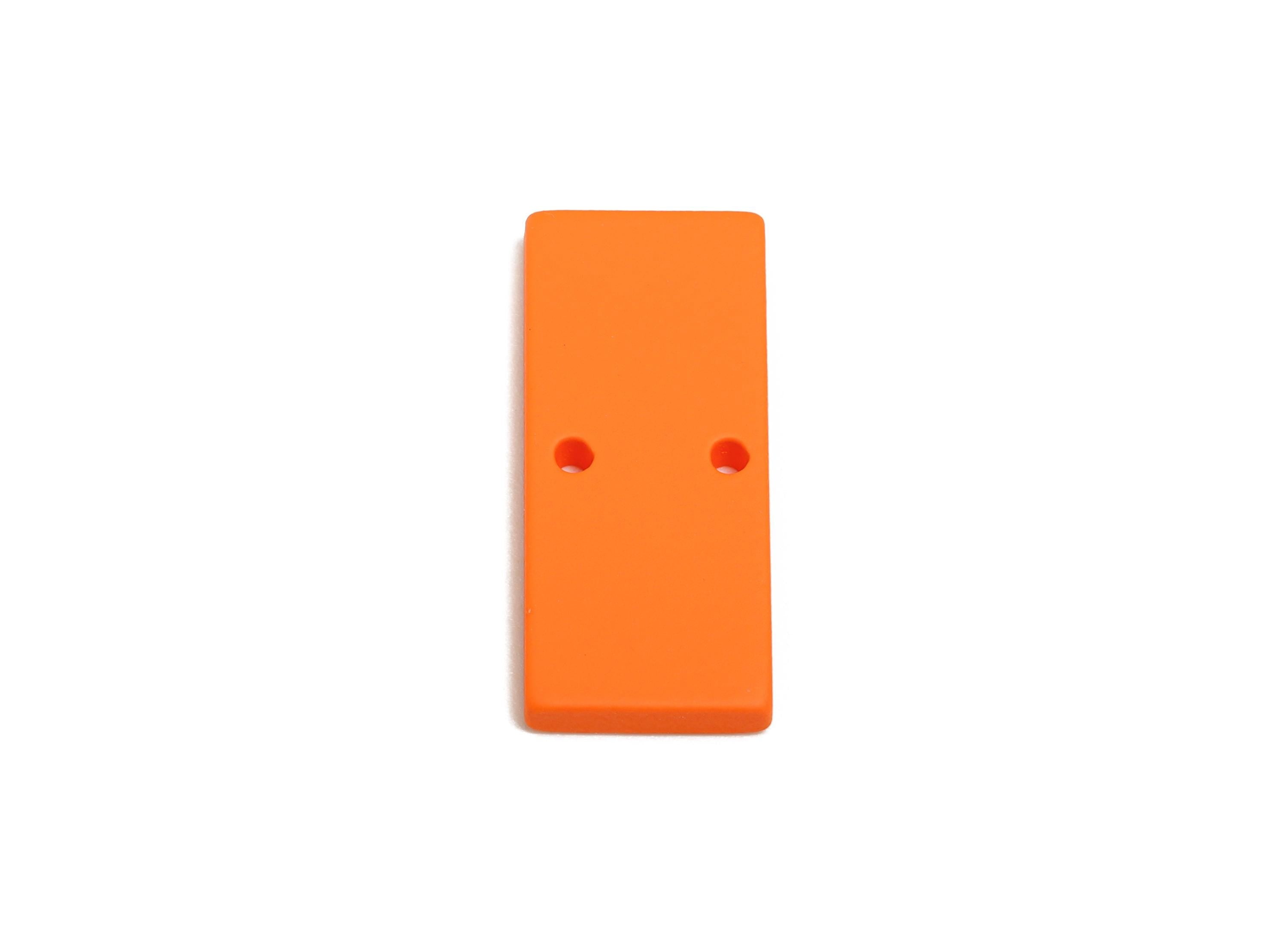 Acrylic Rectangle Earring Connector - Matte Orange Rectangle Charm - 2 Holes Geometric Charm - Color Code: A1056 -27x11.8x3mm- AC3653-A1056 - DOMEDBAZAAR