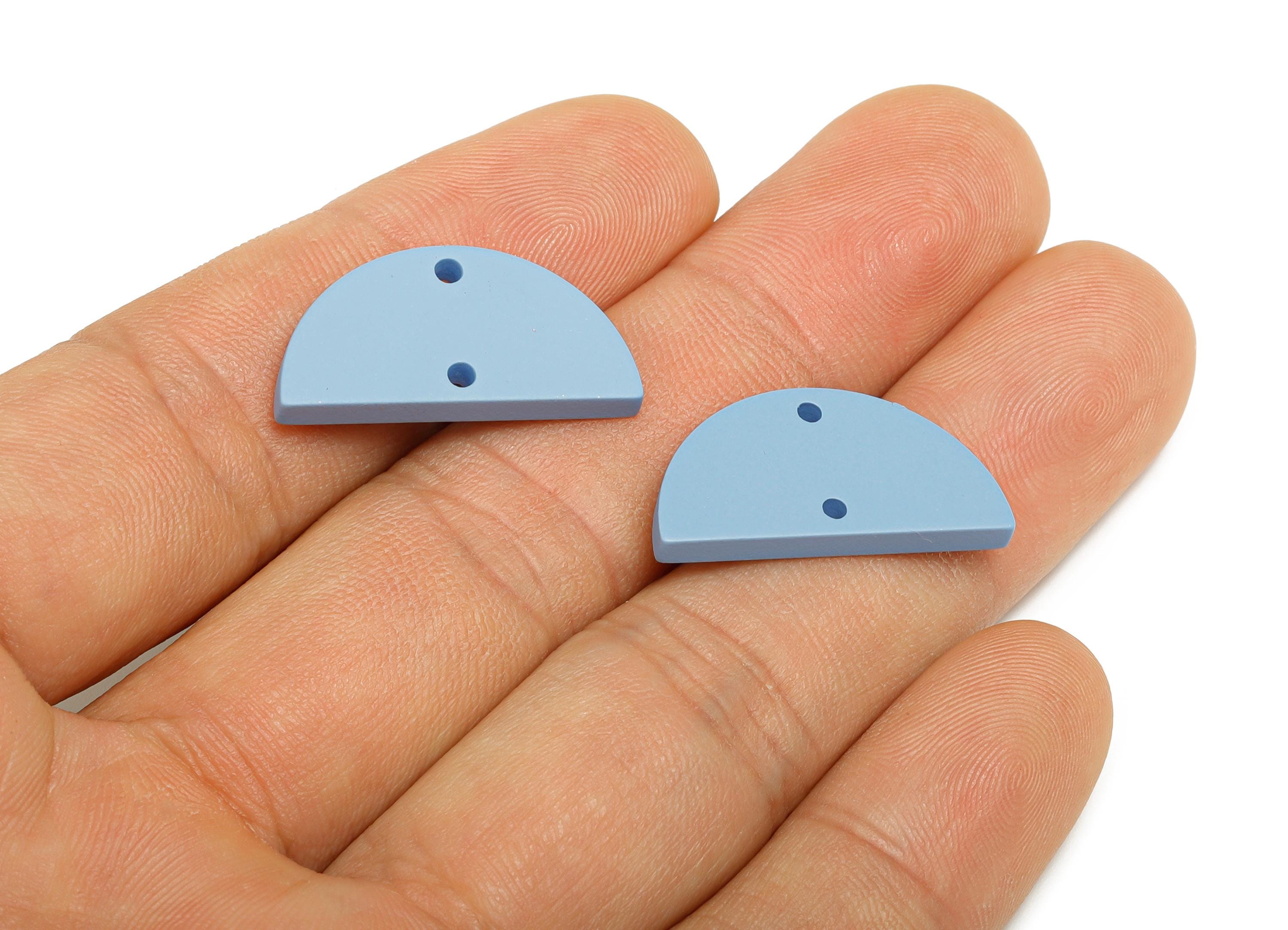Acrylic Blue Half Circle Connector - Matte Semicircle Piece - Crafting Supplies for Earring - Color Code: A1059 -24x12x2mm-AC3648-A1059 - DOMEDBAZAAR