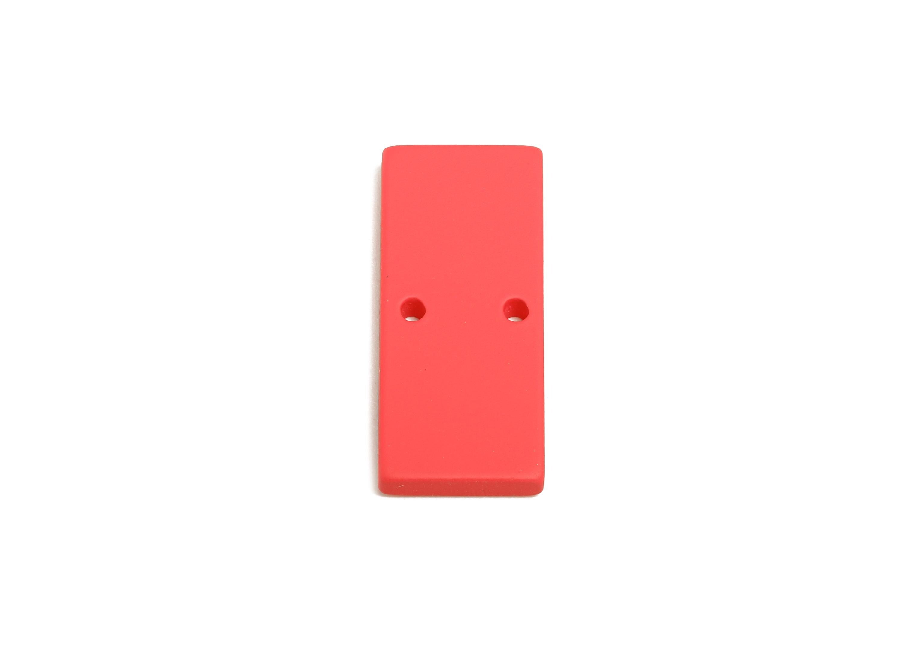 Acrylic Rectangle Earring Connector - Matte Red Rectangle Charm - 2 Holes Geometric Jewelry - Color Code: A1055 - 27x11.8x3mm - AC3653-A1055 - DOMEDBAZAAR