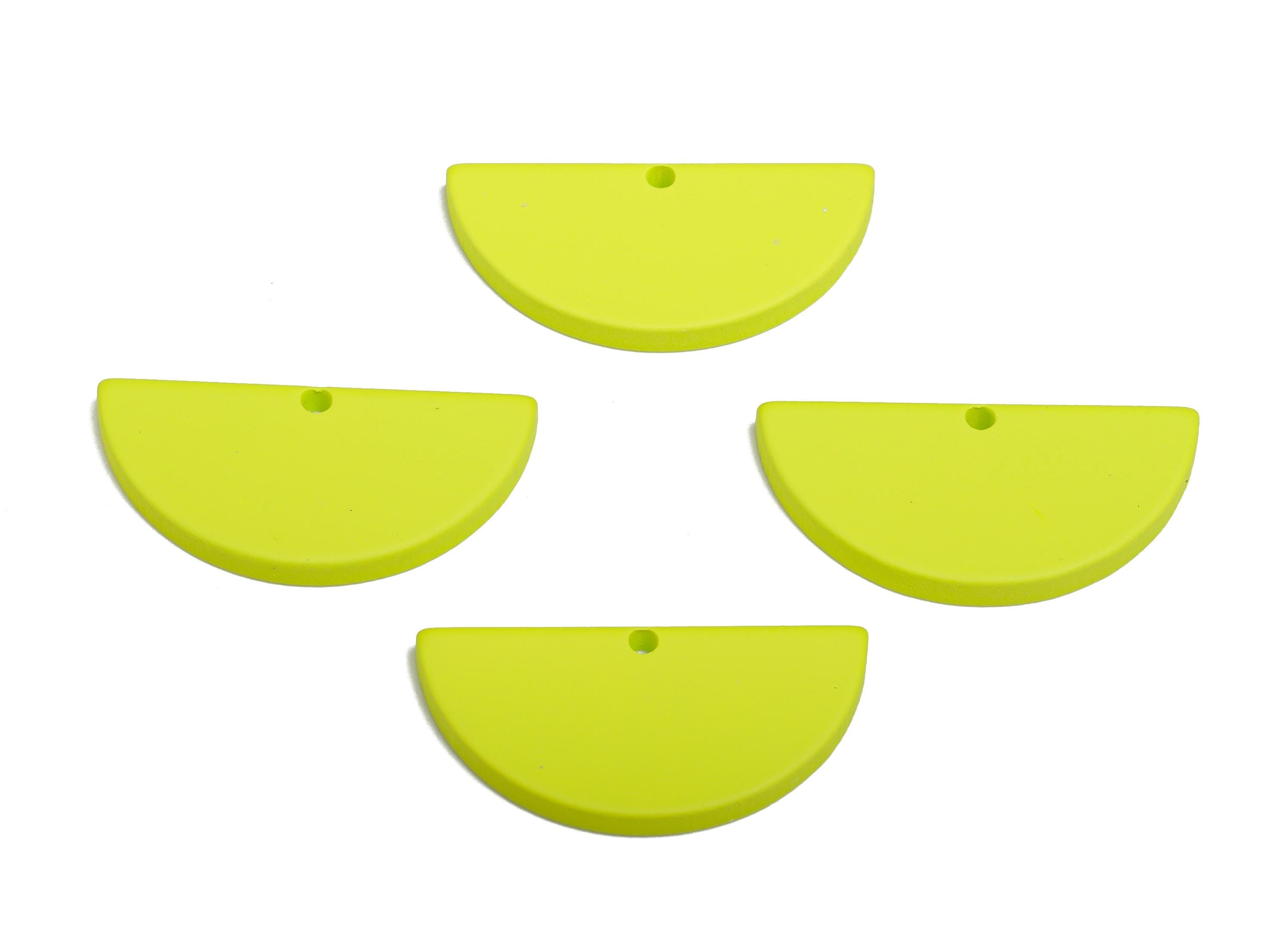 Acrylic Lime Green Half Circle Charm - Matte Semicircle Piece - Bright Craft Supplies for Earring - Color Code: A1058-28x13x2mm-AC3649-A1058 - DOMEDBAZAAR
