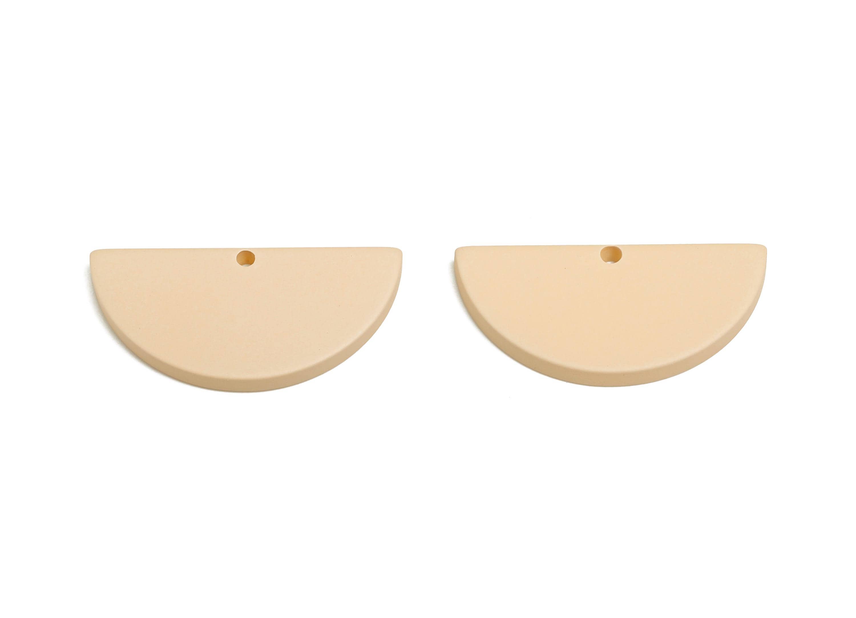 Acrylic Beige Half Circle Charm - Matte Semicircle Piece - Geometric Craft Supplies for Earring - Color Code: A1062 - 28x13x2mm-AC3649-A1062 - DOMEDBAZAAR