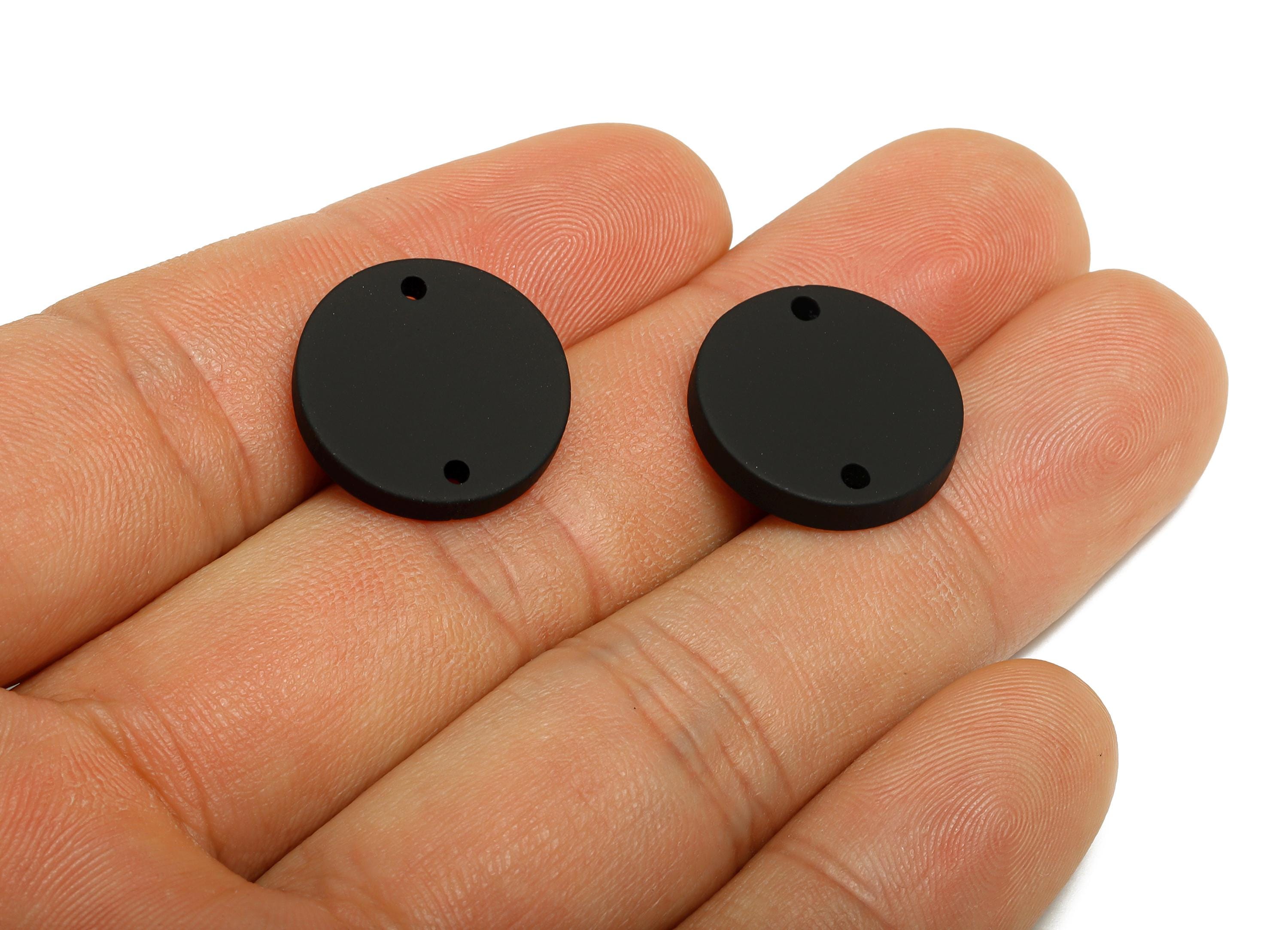 Acrylic Black Circle Connector - Matte Round Piece - Crafting Jewelry Supply for Earring - Color Code: A1052 - 17.7x17.7x2.8mm- AC3654-A1052 - DOMEDBAZAAR
