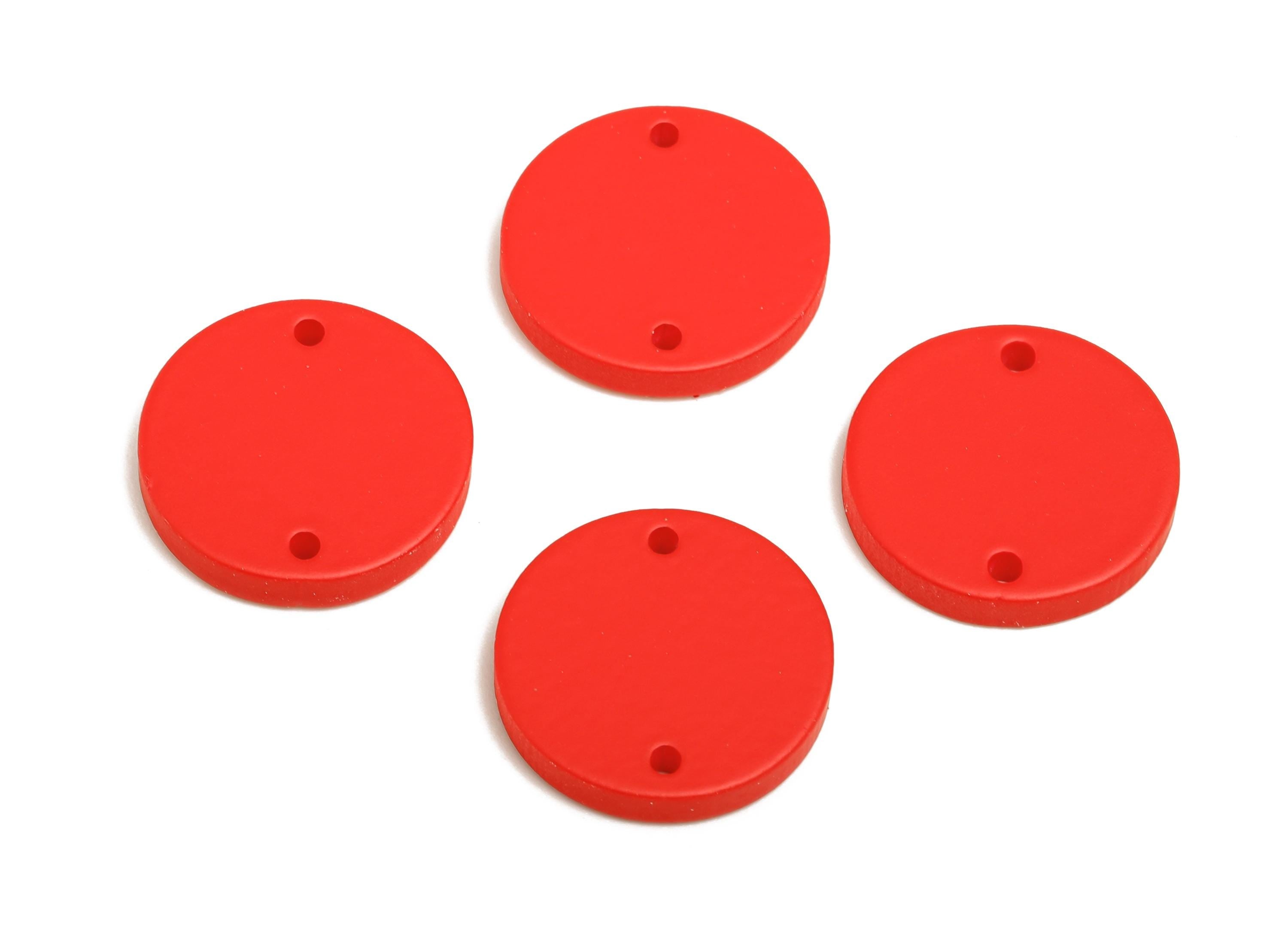 Acrylic Red Circle Connector - Matte Round Piece - Crafting Jewelry Supply for Earring - Color Code: A1054 - 17.7x17.7x2.8mm - AC3654-A1054 - DOMEDBAZAAR
