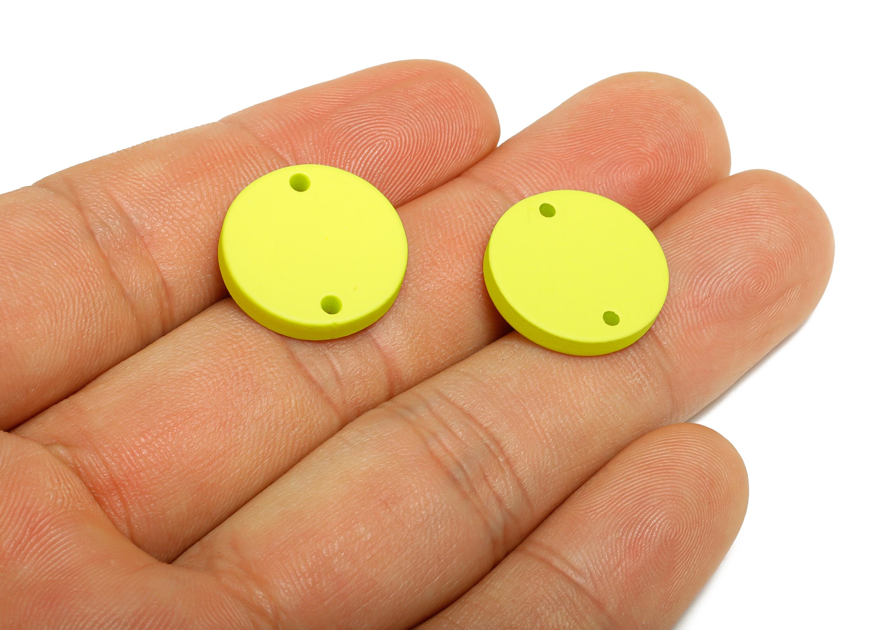 Acrylic Green Circle Connector - Matte Round Piece - Crafting Jewelry Supply for Earring - Color Code: A1058 - 17.7x17.7x2.8mm- AC3654-A1058 - DOMEDBAZAAR