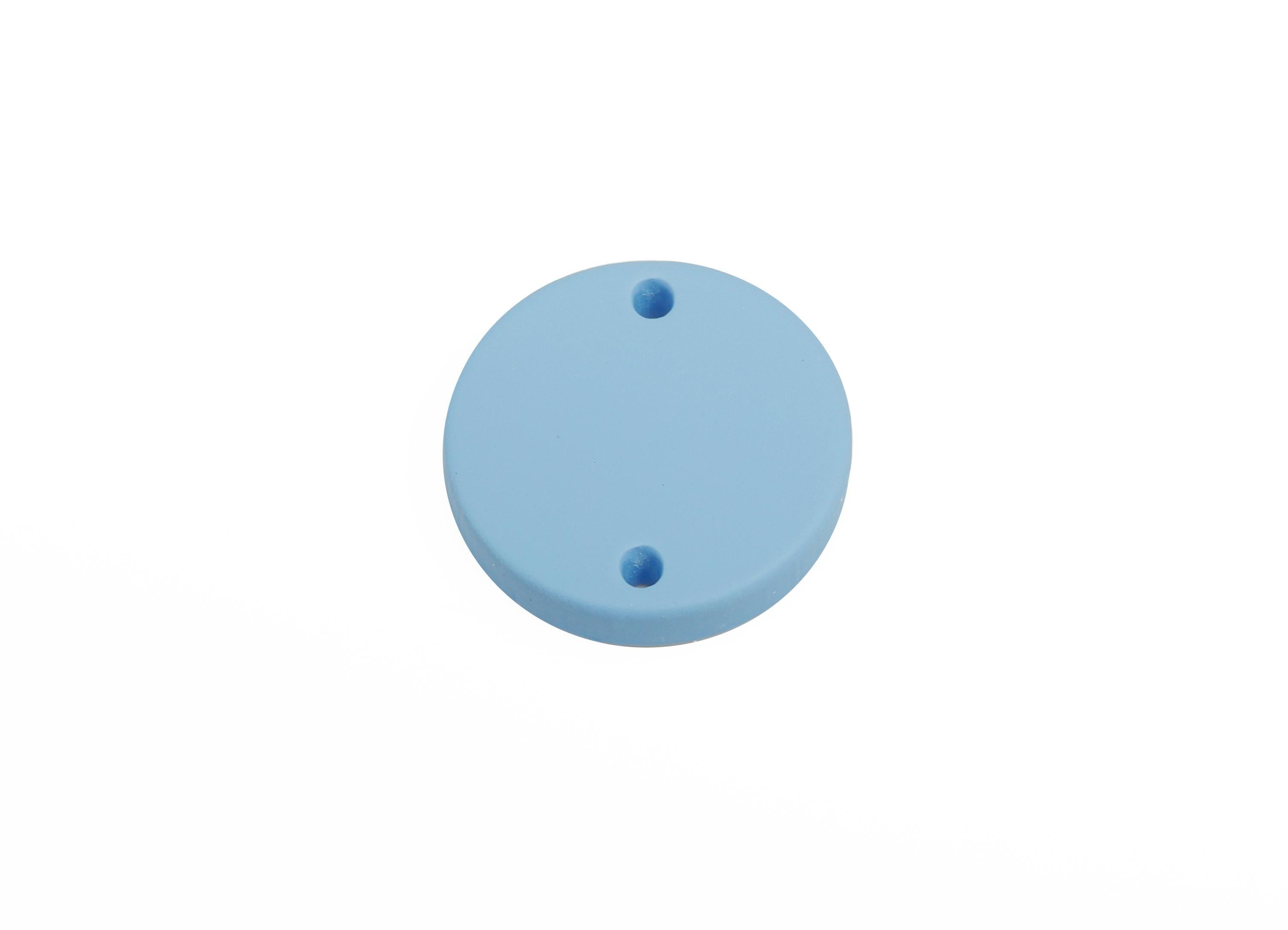 Acrylic Blue Circle Connector - Matte Round Piece - Crafting Jewelry Supply for Earring - Color Code: A1059 - 17.7x17.7x2.8mm - AC3654-A1059 - DOMEDBAZAAR