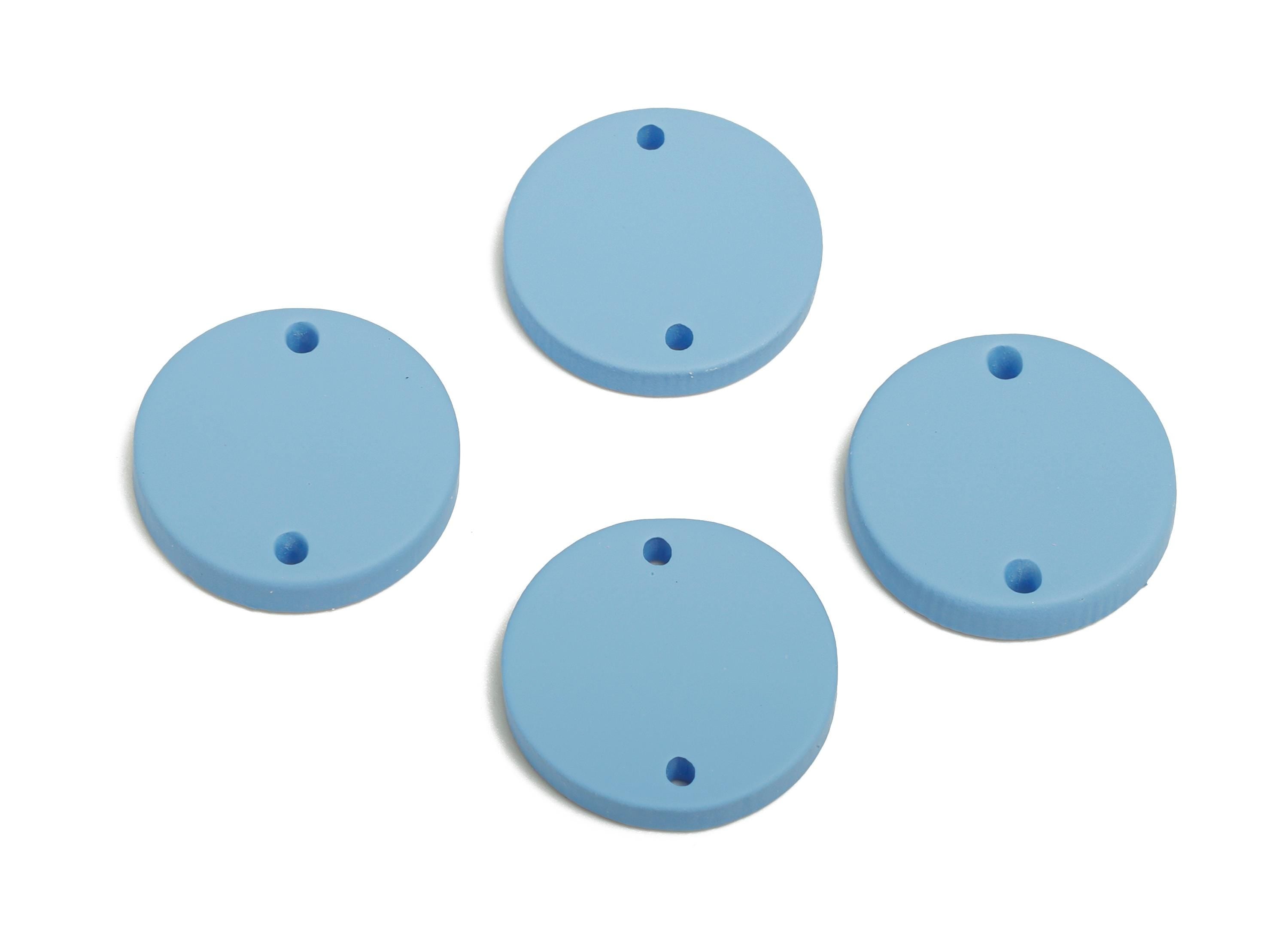 Acrylic Blue Circle Connector - Matte Round Piece - Crafting Jewelry Supply for Earring - Color Code: A1059 - 17.7x17.7x2.8mm - AC3654-A1059 - DOMEDBAZAAR