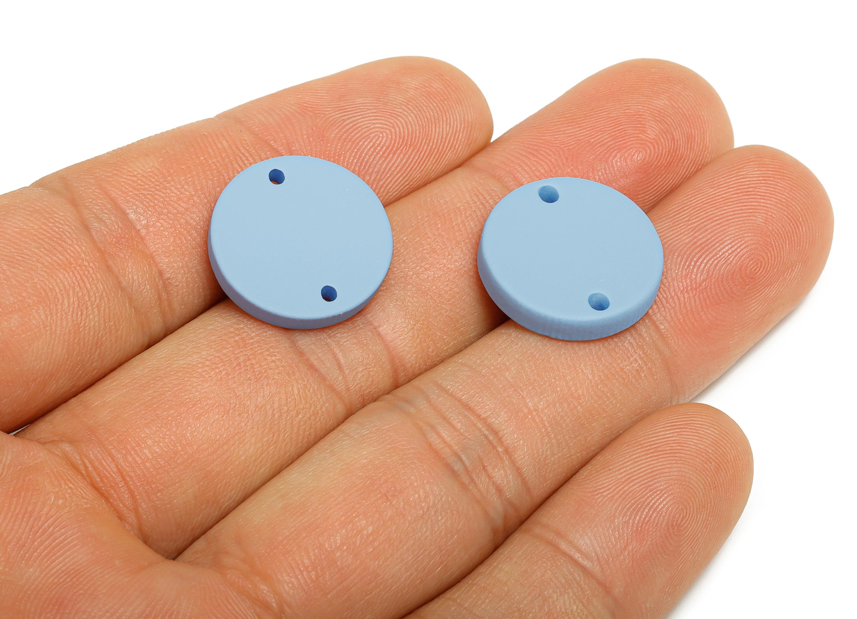 Acrylic Blue Circle Connector - Matte Round Piece - Crafting Jewelry Supply for Earring - Color Code: A1059 - 17.7x17.7x2.8mm - AC3654-A1059 - DOMEDBAZAAR