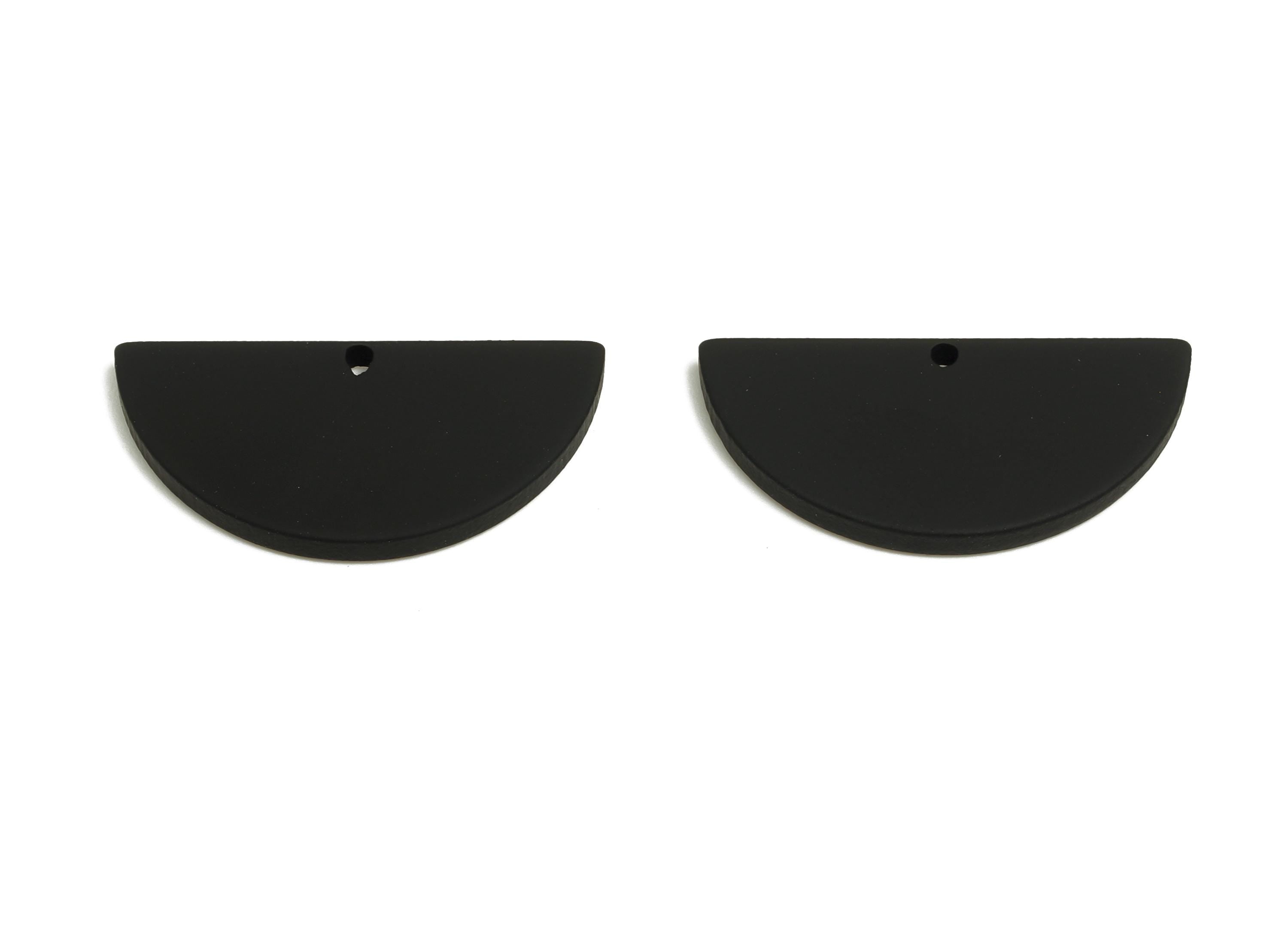 Acrylic Black Circle Charm - Matte Semicircle Piece - Geometric Craft Supplies for Earring - Color Code: A1052 - 28x13x2mm-AC3649 - A1052 - DOMEDBAZAAR