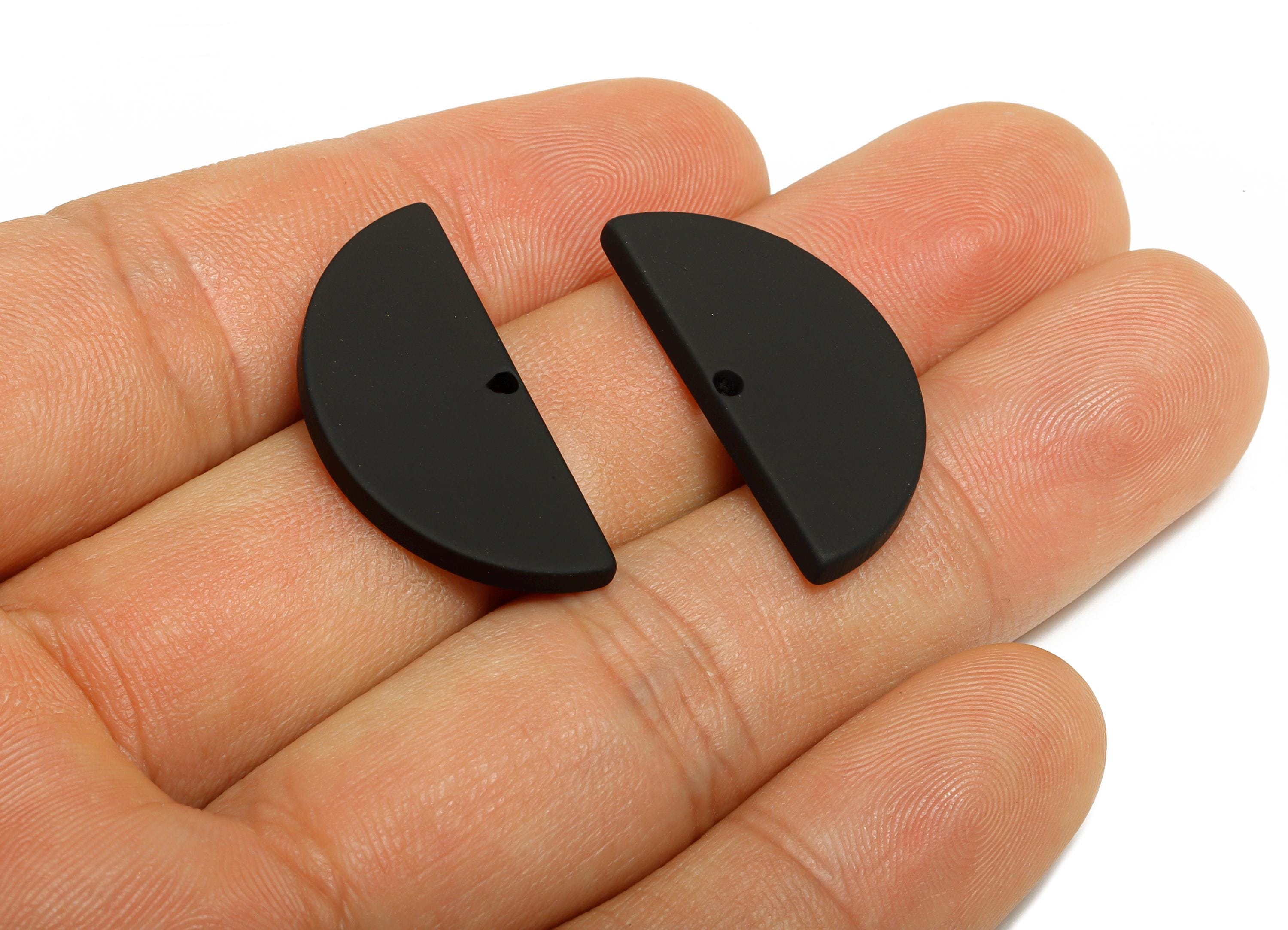 Acrylic Black Circle Charm - Matte Semicircle Piece - Geometric Craft Supplies for Earring - Color Code: A1052 - 28x13x2mm-AC3649 - A1052 - DOMEDBAZAAR
