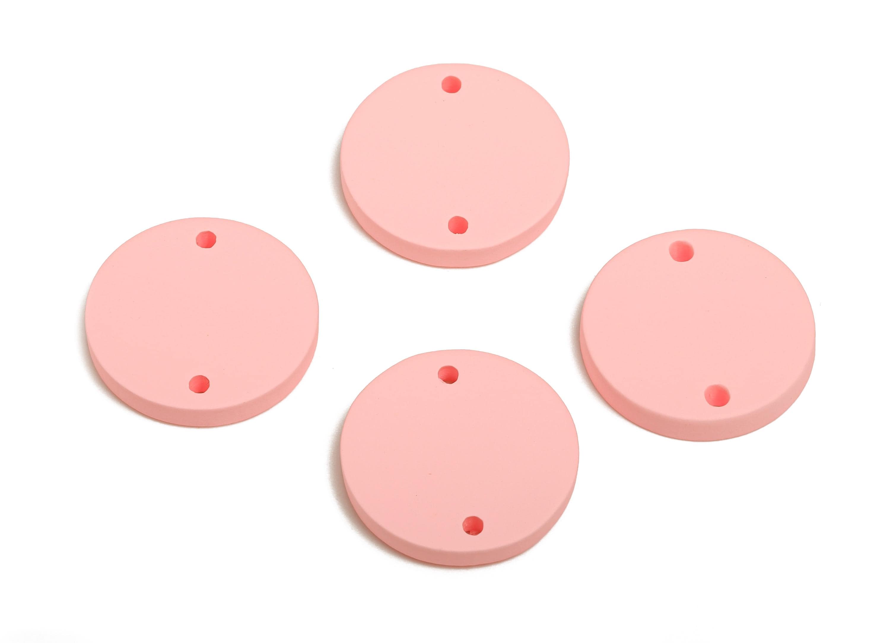 Acrylic Pink Circle Connector - Matte Round Piece - Crafting Jewelry Supply for Earring - Color Code: A1061 -17.7x17.7x2.8mm- AC3654-A1061 - DOMEDBAZAAR