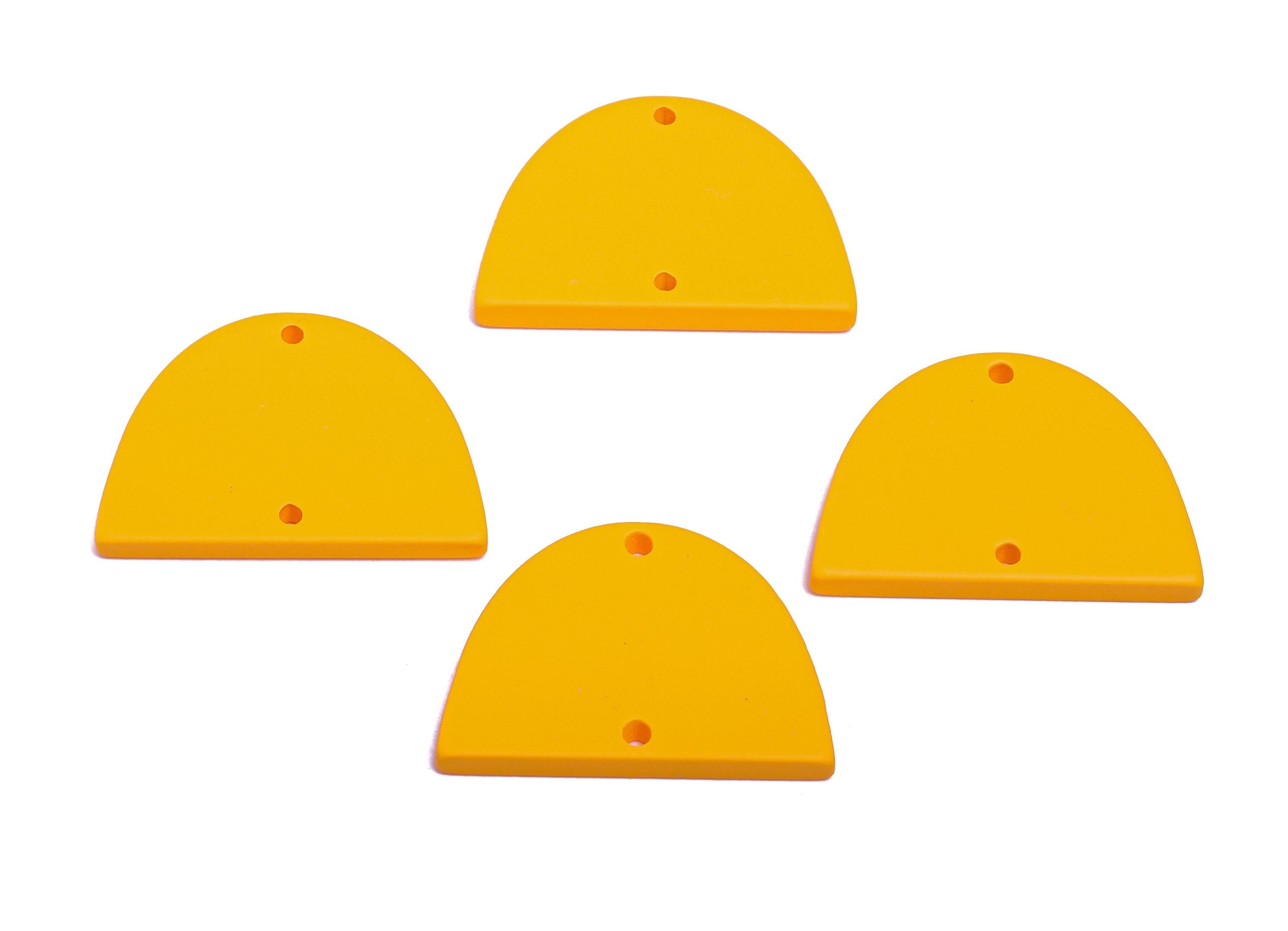 Acrylic Domed Earring Connector - Matte Yellow Half Round Charm - 2 Holes Geometric Jewelry - Color Code: A1057 - 27.7x19x3mm - AC3660-A1057 - DOMEDBAZAAR